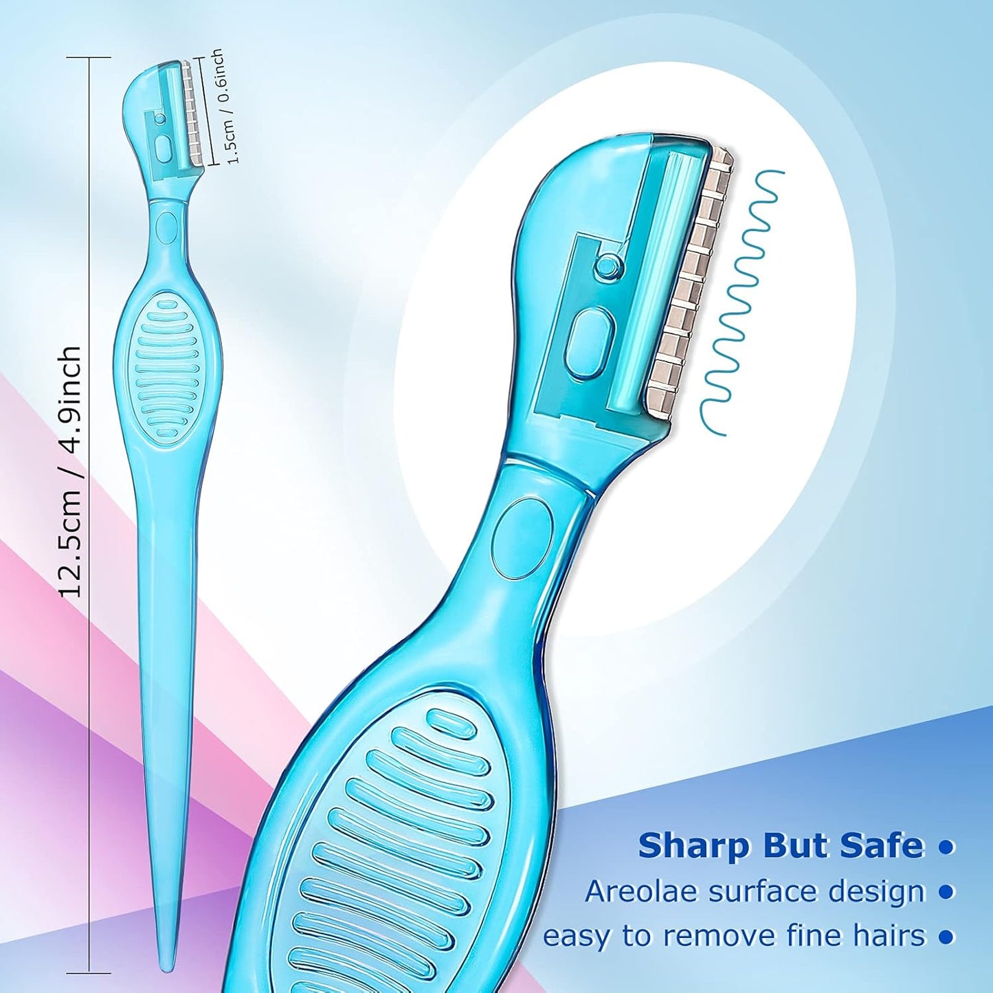 Honoson 16 Pcs Eyebrow Razor for Women Small Face Razors Shaver Trimmer Facial Hair Removal Eyebrow Shaper with Stainless Steel Blade Safety Cover for Peach Fuzz Lip Dermaplaning Tool, 4 Colors