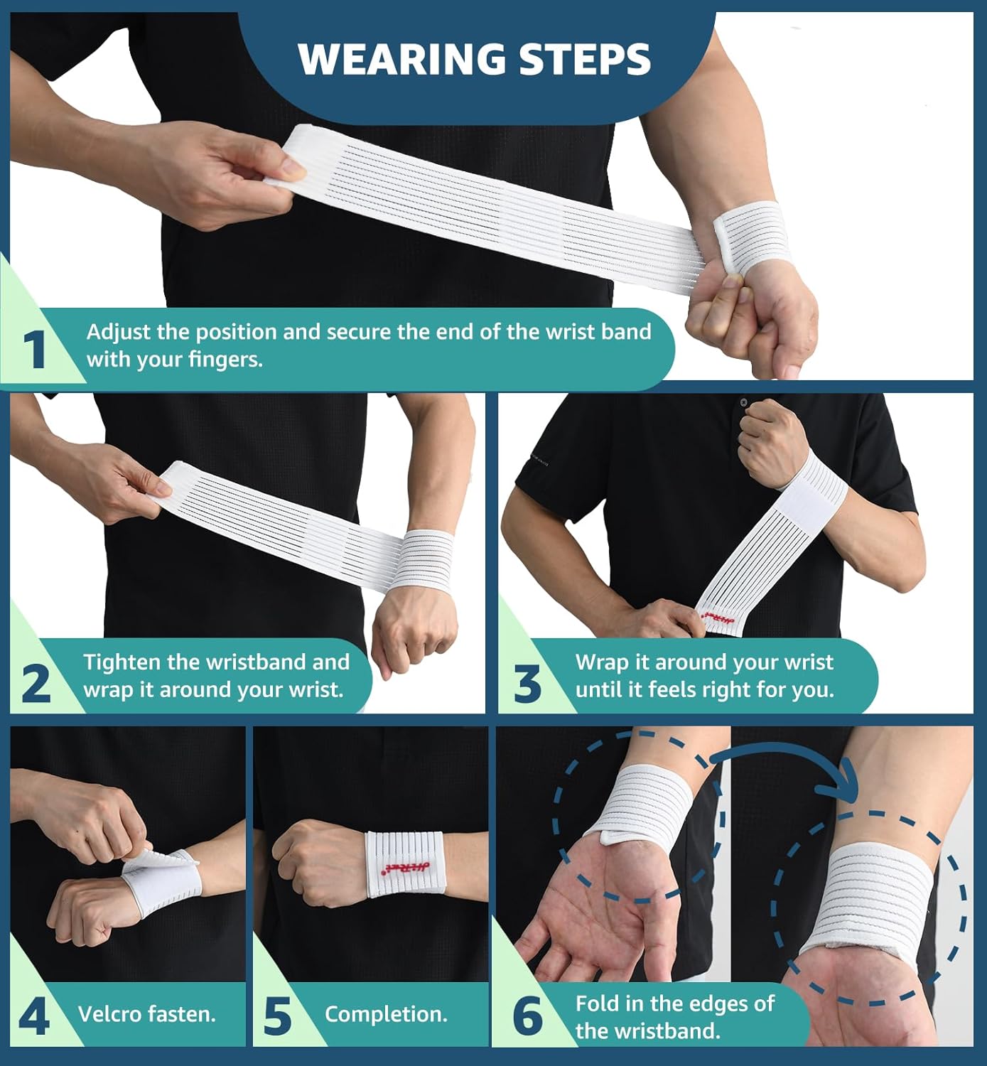 HiRui 2-Pack High-Elastic Wrist Support Straps Wrist Compression Bandage - Wrist Wraps Wristbands for Carpal Tunnel Arthritis Tendonitis Weightlifting Tennis Basketball - Breathable Soft (White)