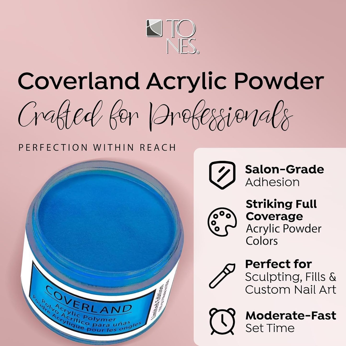 Tones Coverland Acrylic Nail Powder "Sure, Ken" - Limited Edition Acrylic Powder for Nail Design, Sculpting, and Masking Nail Bed Imperfections - Professional Acrylic Nail Supplies - (1.5 Oz)