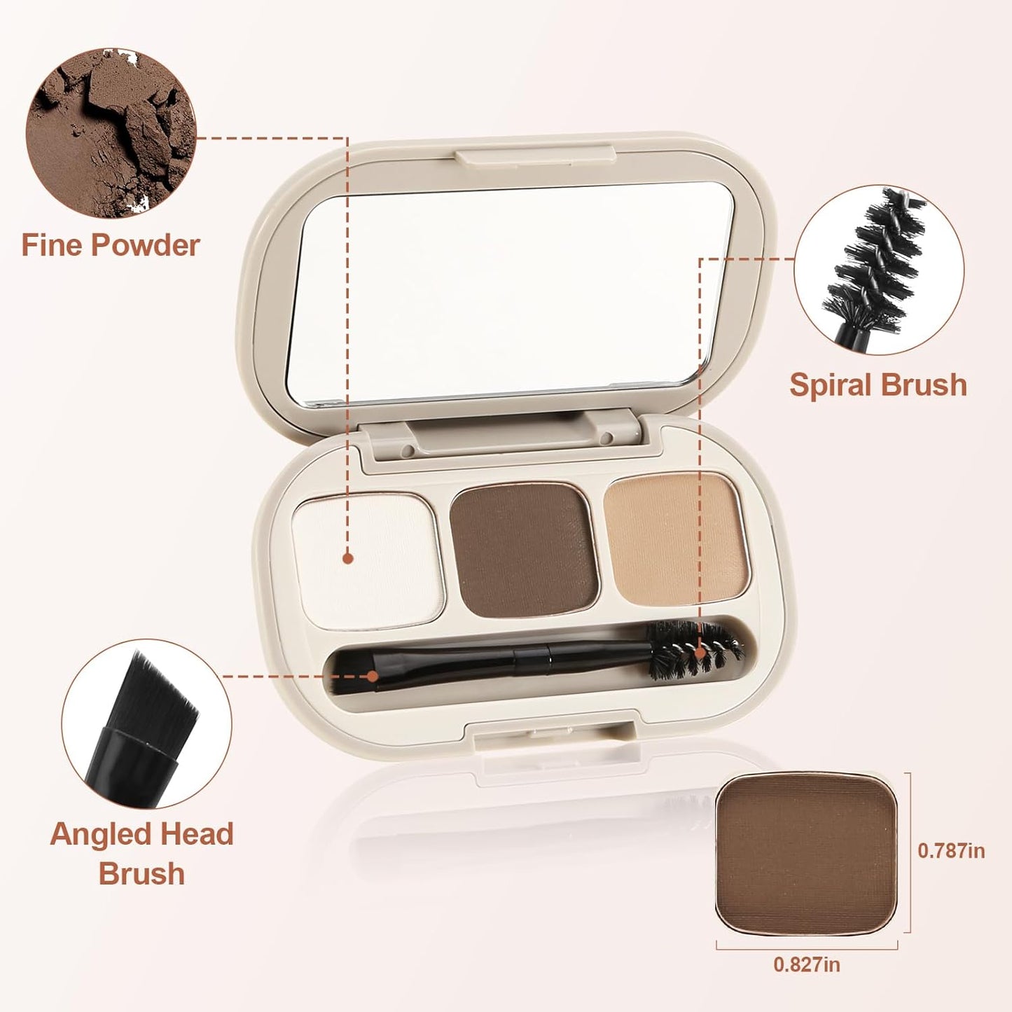 3 Colors Eyebrow Powder Set, Brow Powder Makeup Palette, Defining and Sculpting Brows, Waterproof Eye Contour Kit with Brush Applicator