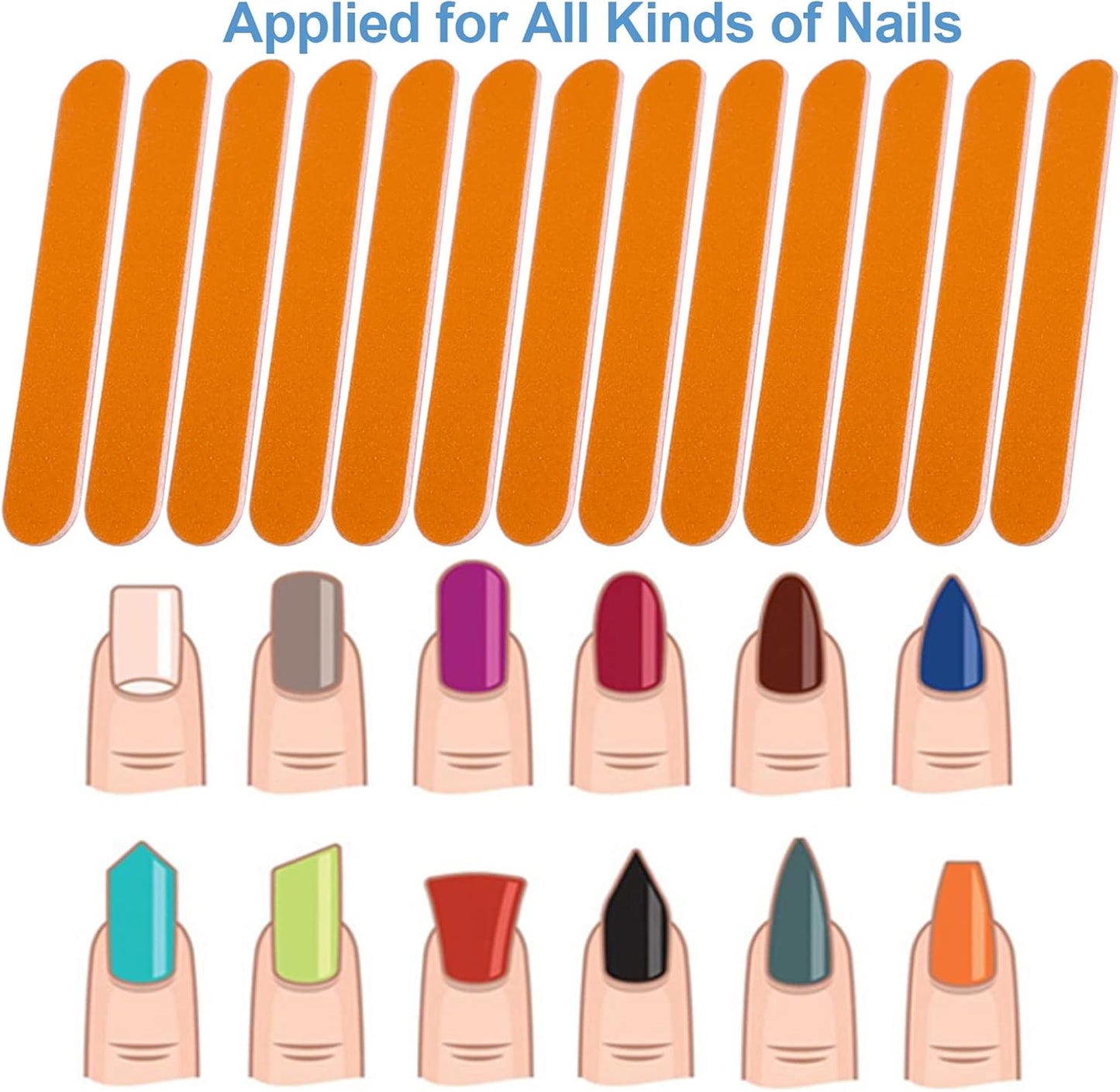 Mini Nail Files Bulk (100 Pcs), Double Sided Emery Board Nail File for Nature Nails, Manicure Tool Set Disposable Colorful Nail File for Home Salon Use Travel Size Men Women Kids Wood Board