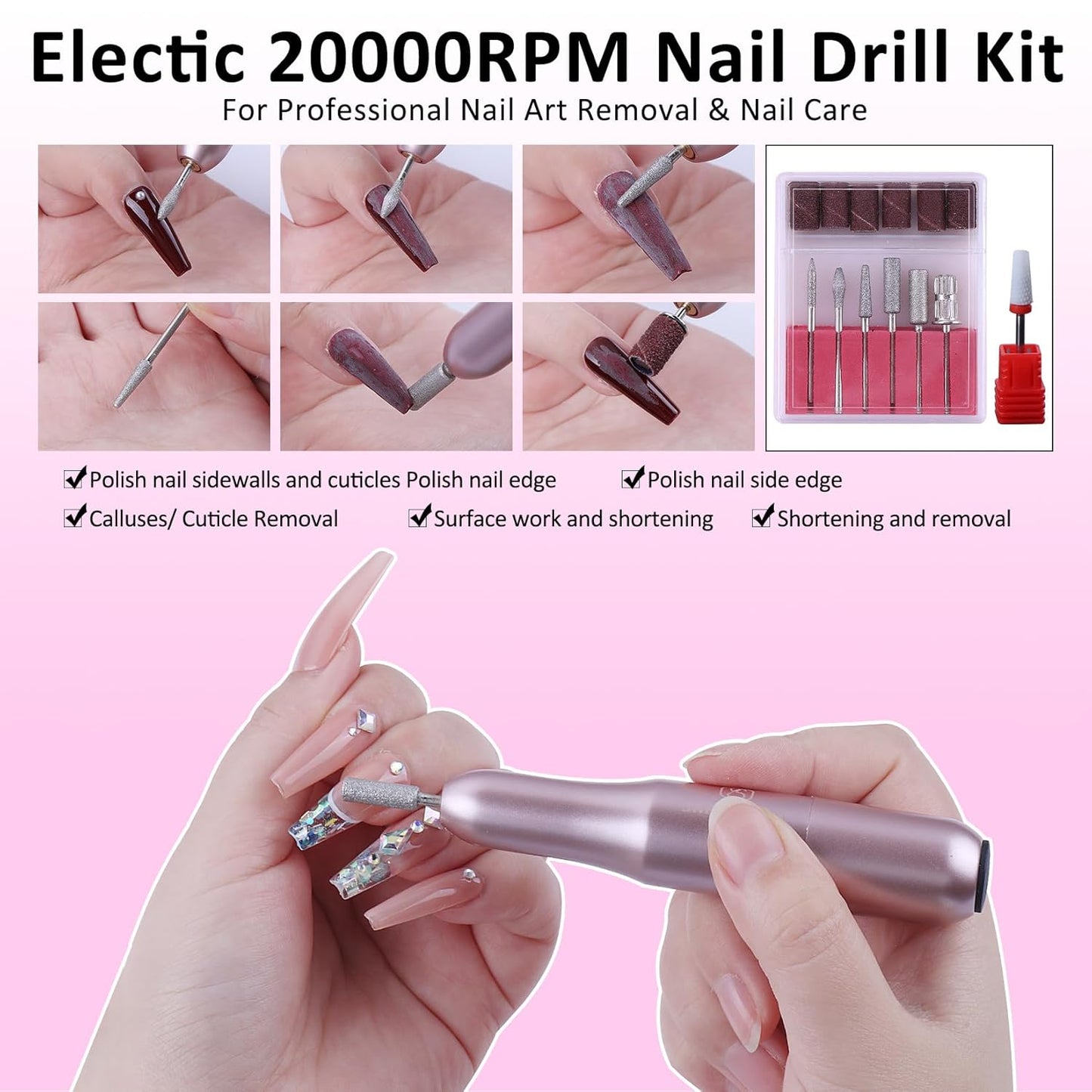 Acrylic Nail Kit with Everything: Beginners Set with Drill - Professional Acrylic Powder Glitter Monomer False Tips Top Base Coat Starter Kit - Full Decorations Nail Supplies for Nail Extensions Gift