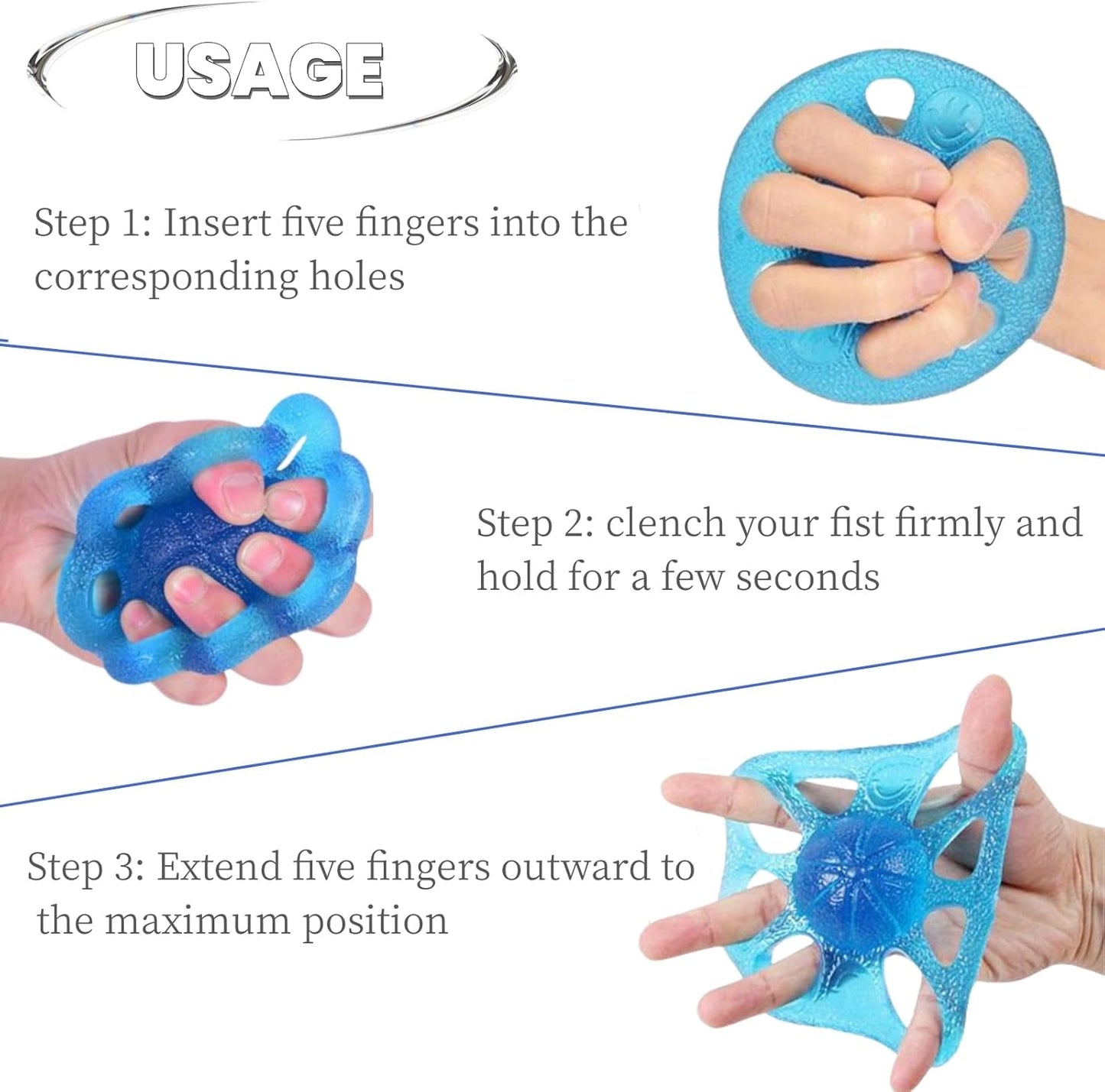 DEEYOTA Finger Exerciser and Hand Strengthener Rehab,Exercise Squeeze Ball for Hands,Grip Exerciser Hand Strengthener(2 Pcs)