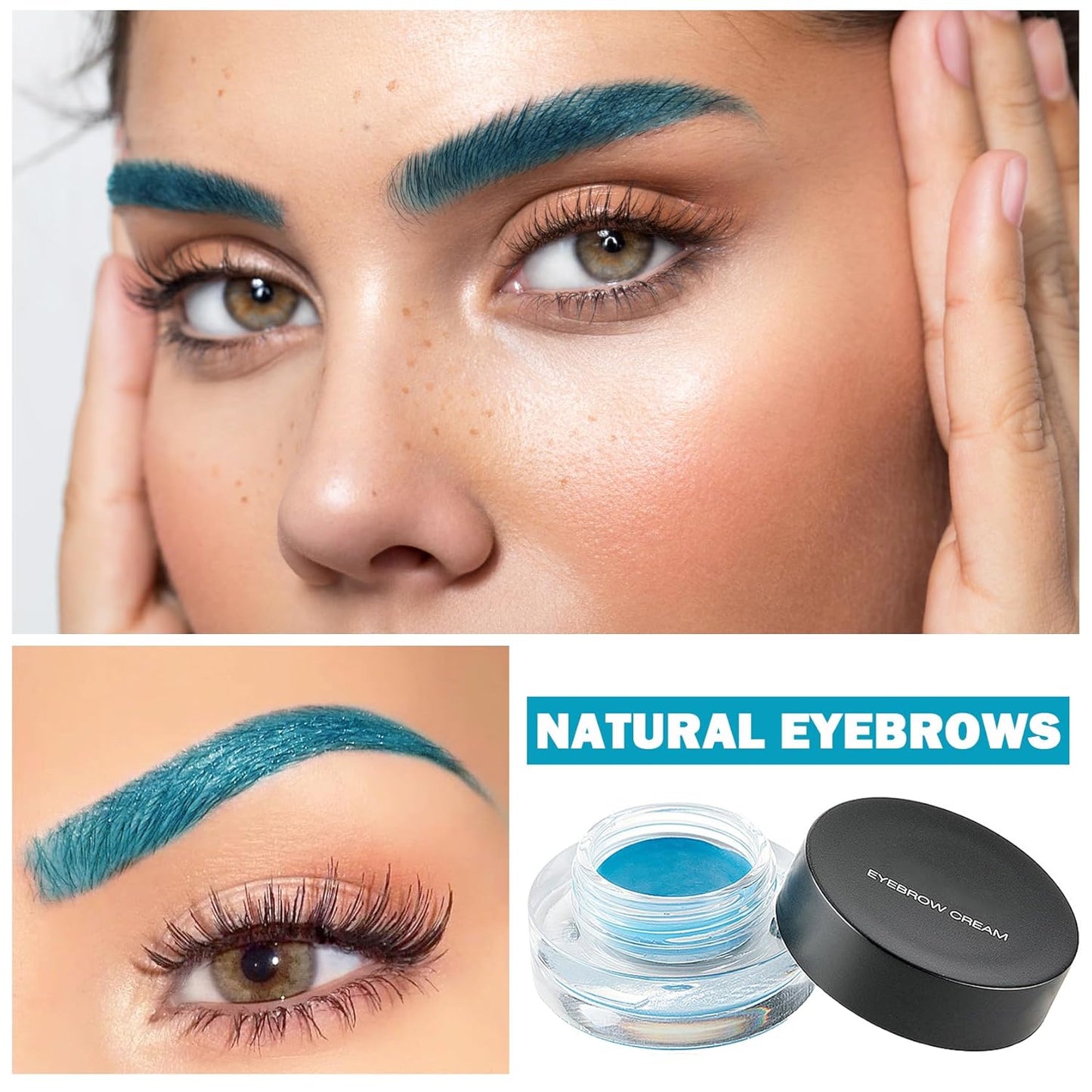 Eyebrow Pomade Cream,Brow Pomade Gel Naturally Long Lasting Waterproof,Delicate and Smooth Eye Brow Makeup Cosmetics with Eyebrow Brush - Sky Blue