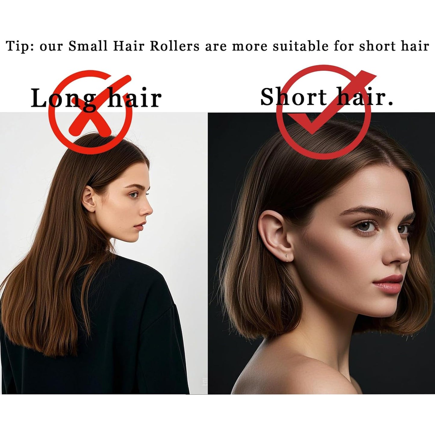 28PCS Self Grip Small Hair Rollers Set, 0.6in Plastic No Heat Roller Hair Curlers with Comb Heatless Clips for Short Fine Thin Hair(Pink)