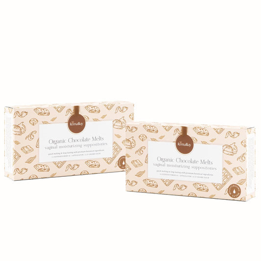 Femallay Organic Vaginal Moisturizing Suppositories – Chocolate 2 Pack – 100% Natural Relief for Dryness, Odor & Daily Feminine Discomfort – 14 Count + Applicator
