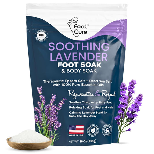 Soothing Lavender Foot Spa with Epsom Salt Bath Soak – Pedicure Foot Soak Tub & Feet Massager Spa – Relaxing Scrubber & Dead Skin Remover – Ionic Foot Bath Detox for Feet Care & Soaking