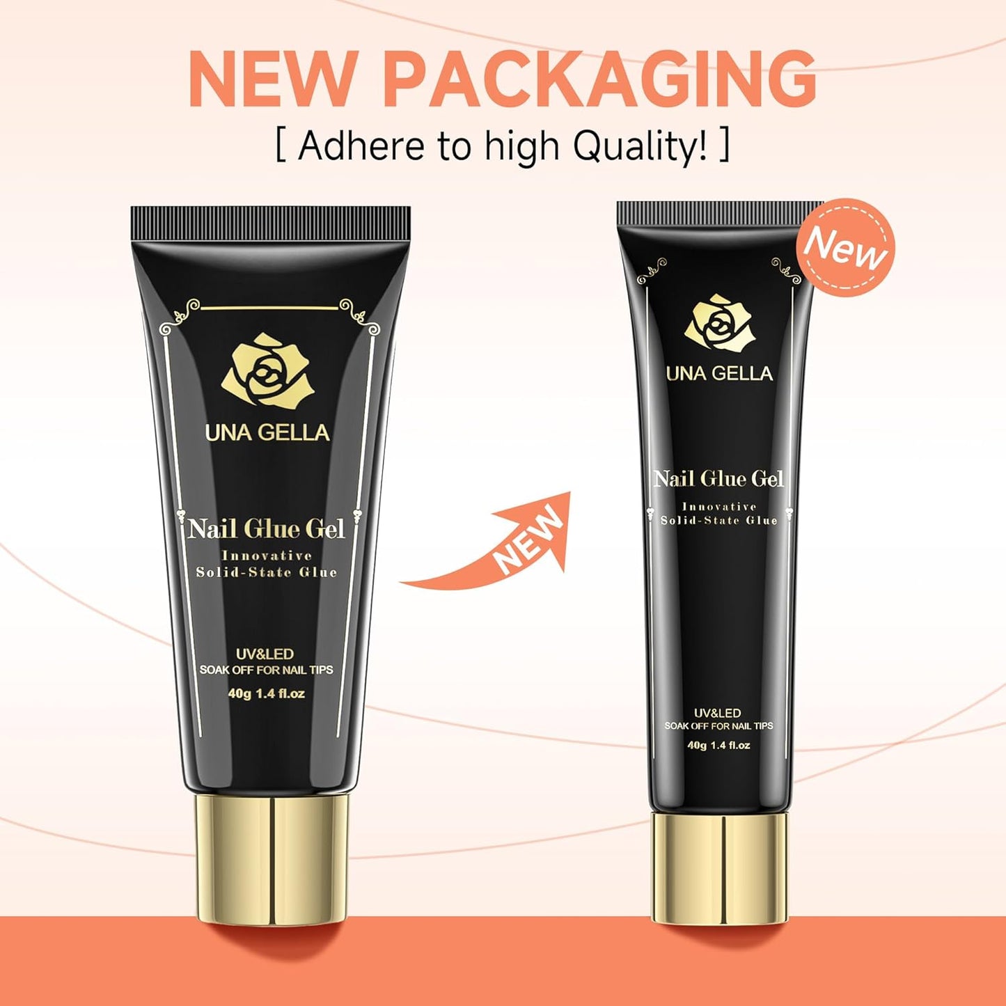 UNA GELLA Gel Nail Glue 80g Super Strong U V Solid Soft Gel Lamp Curing Needed Nail Glue 40g*2 for Acrylic Nail Tips for Fake Acrylic Press On Nails Extension Soak Off