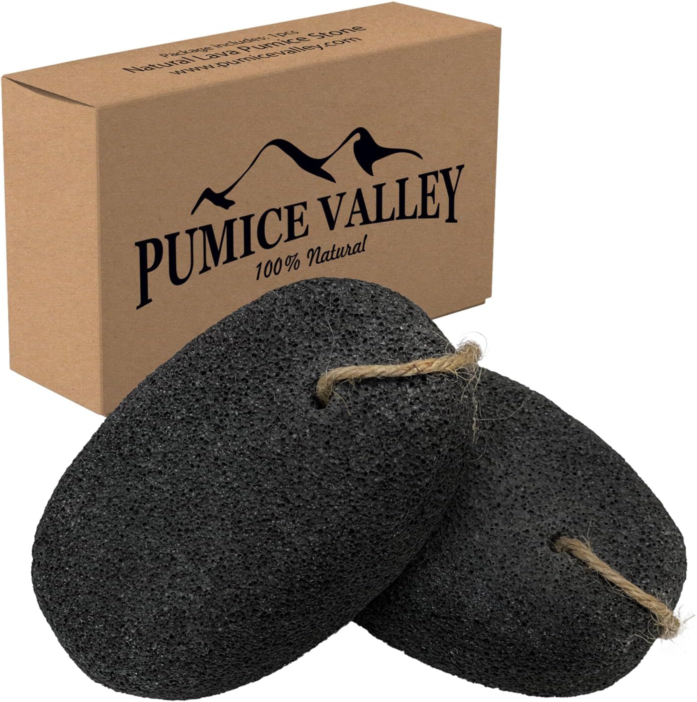 Pumice Stones for Feet - Natural Earth Lava Black Pack of 2 - Callus/Corn Remover for Feet Heels and Palm - Pedicure Exfoliation Tool - Dry Dead Skin Scrubber - Health Foot Care