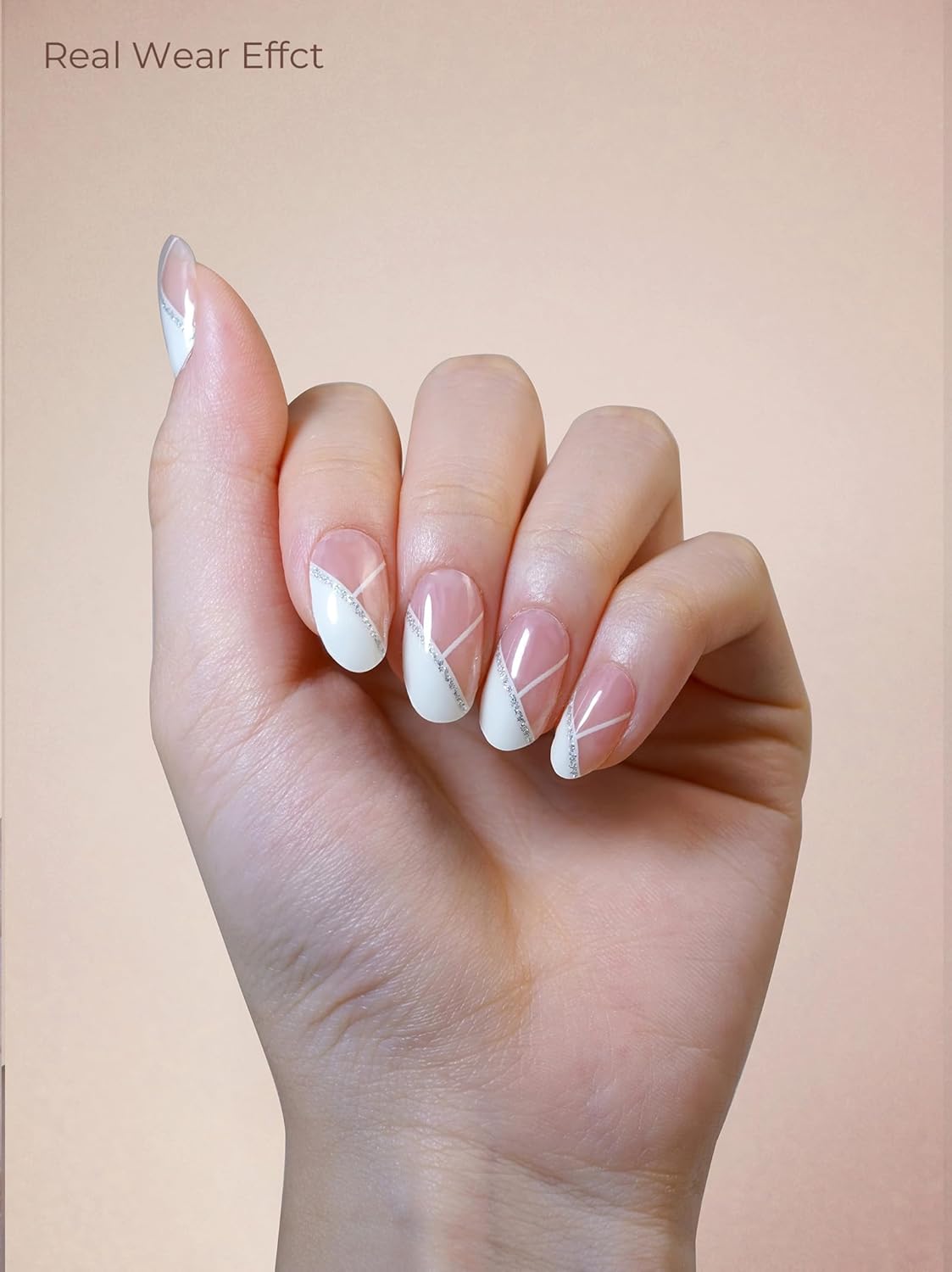 Pre Cured Gel Nail Strips - 44PCS Salon Quality Gel Nail Stickers - Long Lasting Polish Wraps for Women no UV Light Needed Easy Apply& Remove (Bridal White)