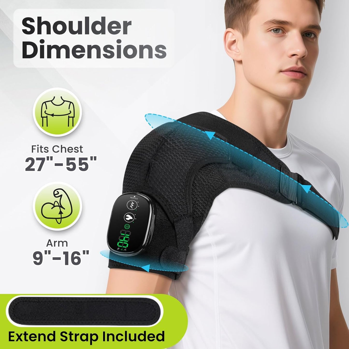 Cordless Shoulder Heating Pad with Vibration for Rotator Cuff Pain Relief, Heated Shoulder Massage Pad, Rotator Cuff Support Brace with 3 Heating Levels &3 Vibration (Black)