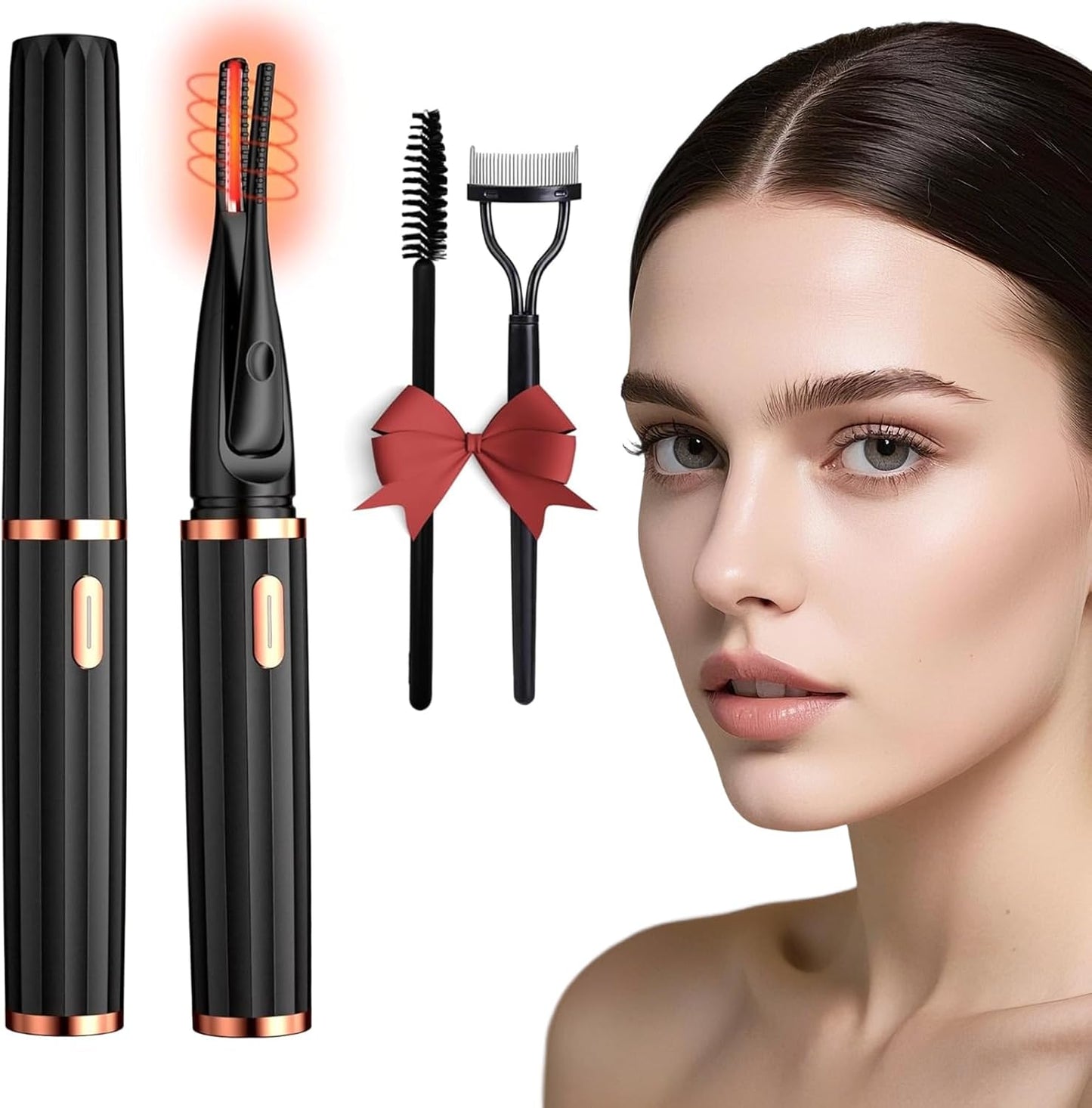 Heated Eyelash Curlers - 2 in 1 Clip - Type Heated Lash Curler,3 Heat Modes with USB Rechargeable,Fast Heat up in 8s,Natural Curling 24H Long Lasting for Women Makeup Tools (Black)