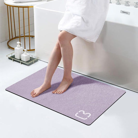 Diatomaceous Earth Bath Mat Rugs Quick Dry Super Absorbent Non Slip Rubber BottomThin Bathroom Mat Fit Under Door, Floor Rugs in Front of Bathtub,Shower Room,Sink,Washable, 17" x 32", Lavender