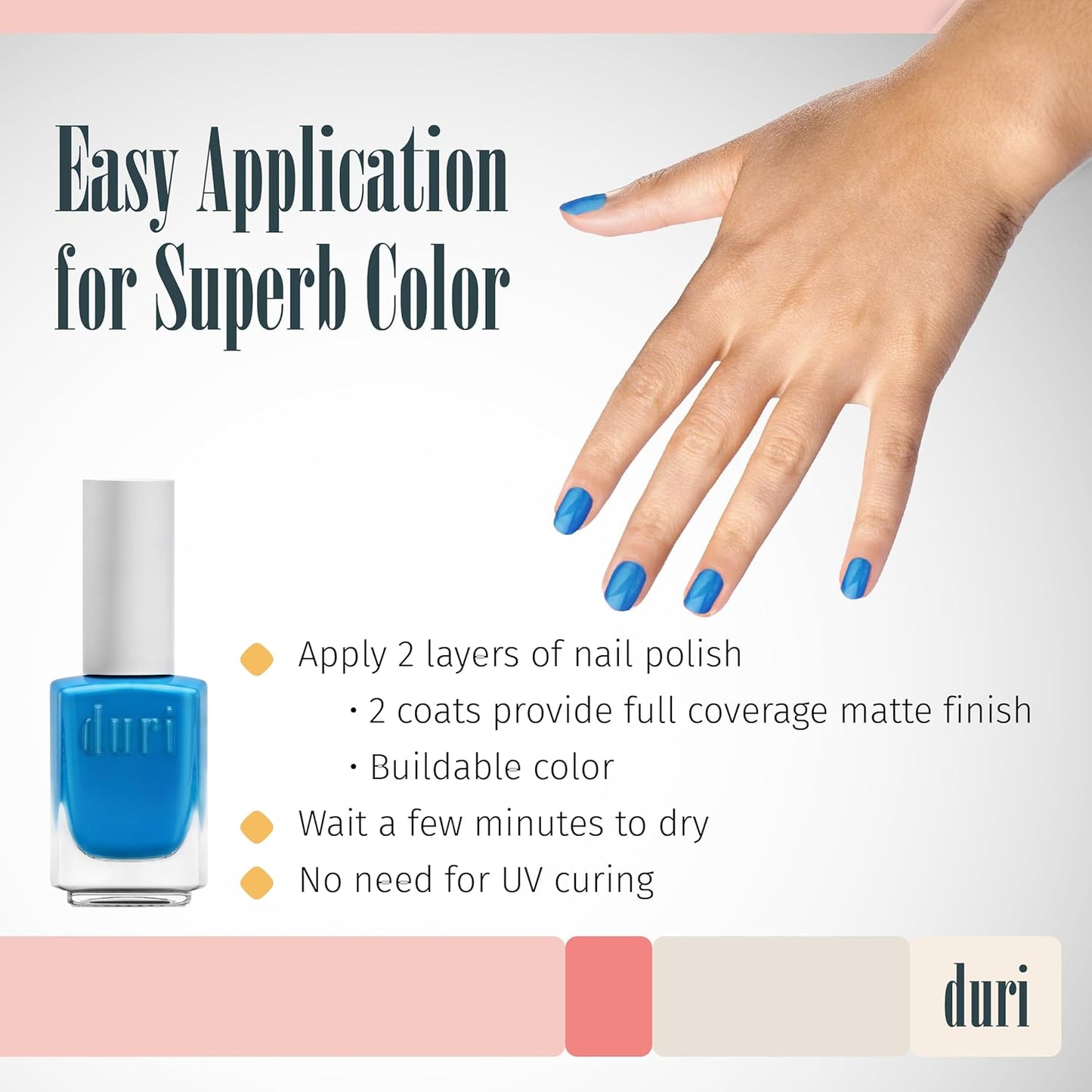 duri 160N Tsunami - Neon Blue Nail Polish, Matte Finish, Quick Drying, 0.45 Fl Oz