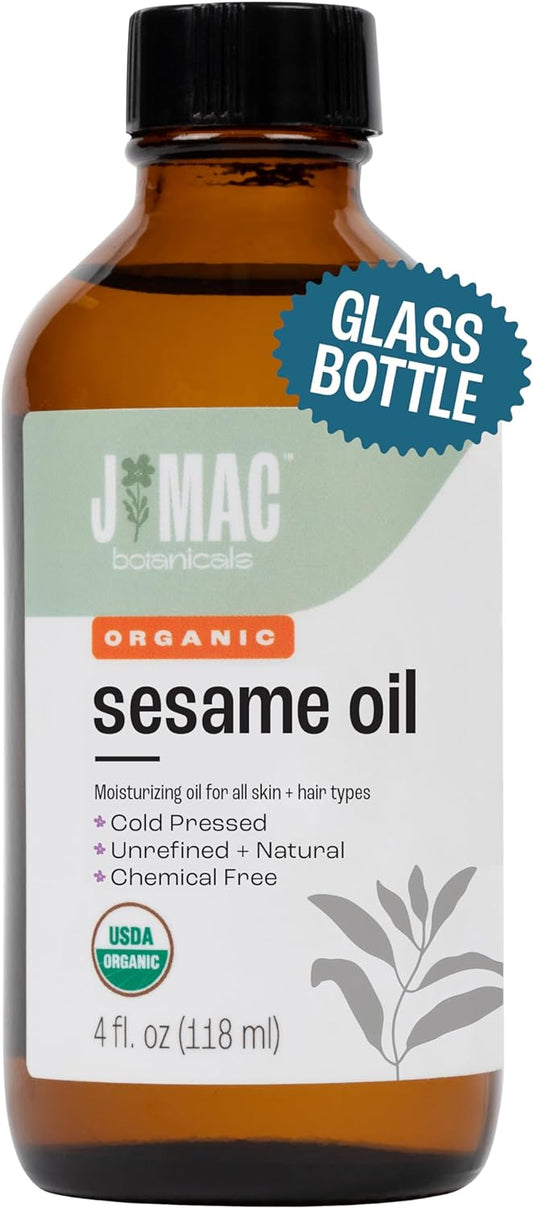 J MAC BOTANICALS Organic Sesame Oil Glass bottle