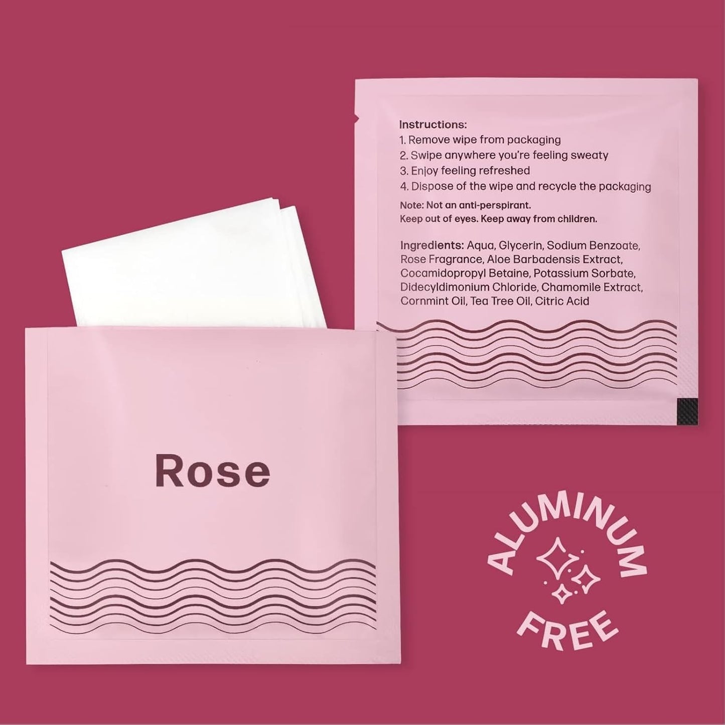 Dew Well - Deodorant Wipes - A Fresh Start When You’re On the Go - Aluminum, Paraben, and Sulfate Free - Rose Scent - 50 Individually Wrapped Wipes