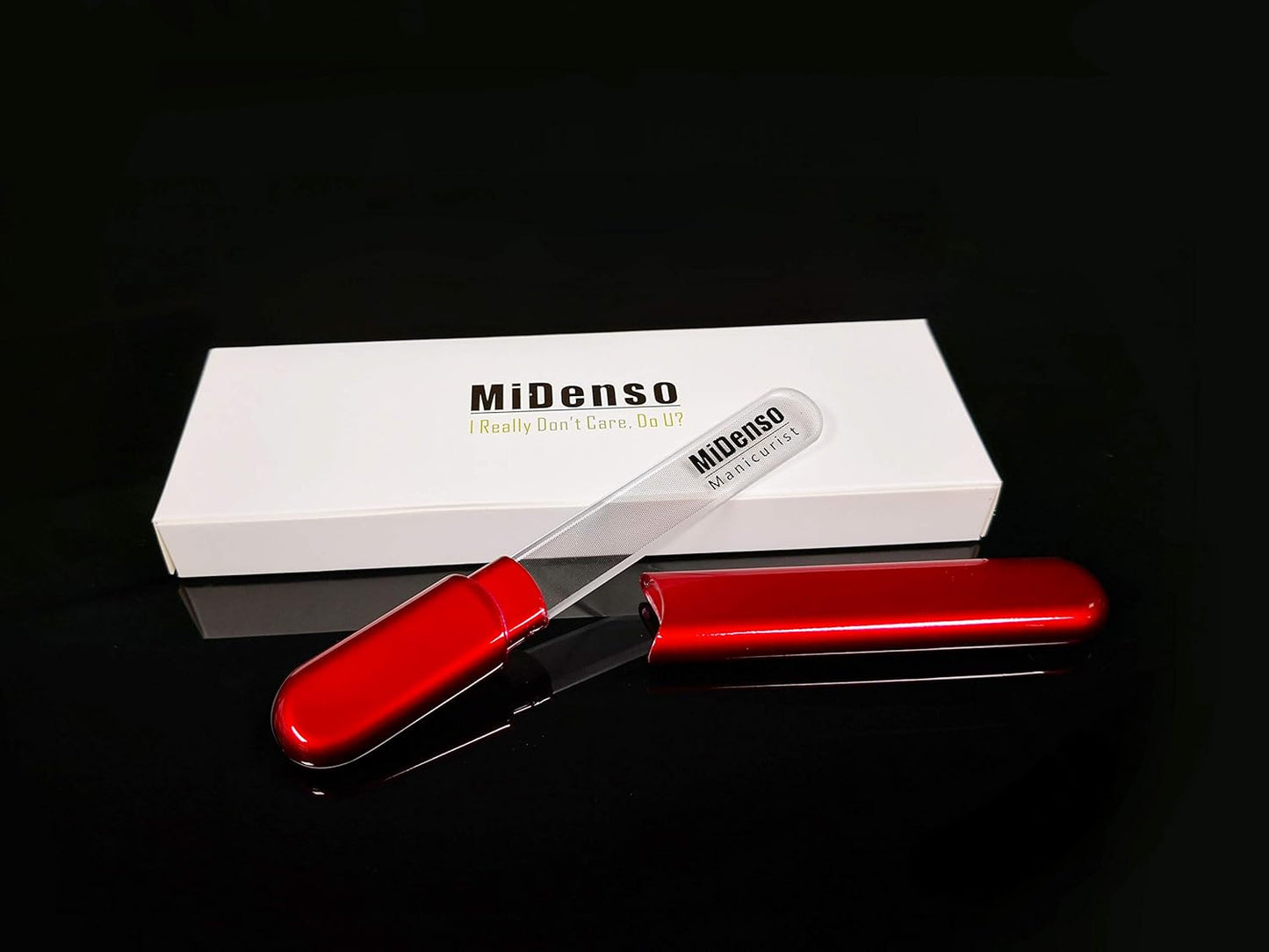 Premium Glass Nail File with Case, Crystal Diamond Salon Best Beauty Nail Buffer for Natural and Acrylic Nails Christmas Gift for Woman and Man,Wine Red