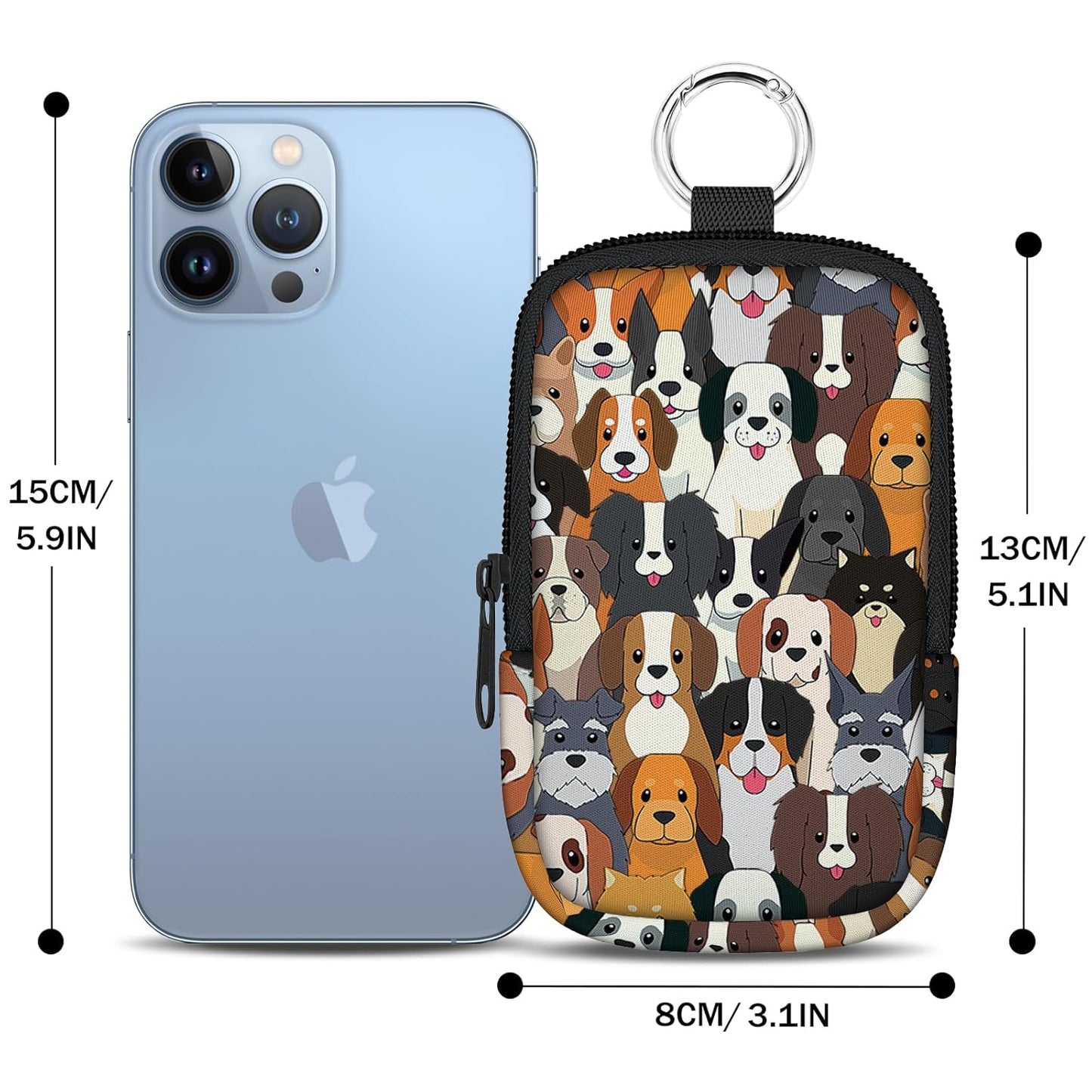 Dogs Hand Sanitizer Spray Case, Cute Hand Sanitizer Holder Zippered Pouch, Fashion Accessory with Snap Hook for Glow Mist and Power Mist 1FL OZ