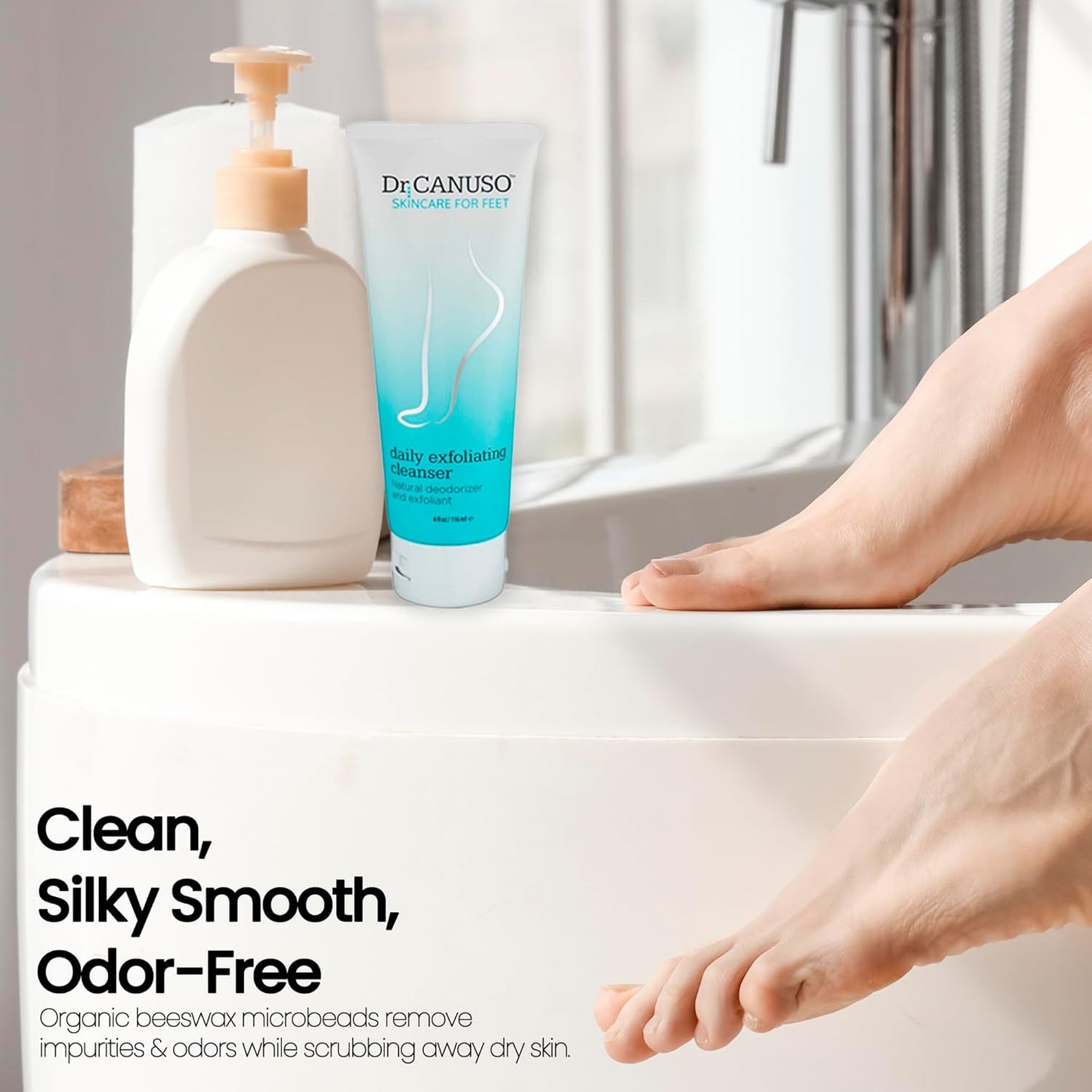 Dr. Canuso Cleansing Foot Scrub, Nourishing Cracked Heel Repair, Gentle Foot Exfoliator with Beeswax Microbeads, Treats Foot Odor, Softens Calluses, Heals Dry Skin (4 oz)