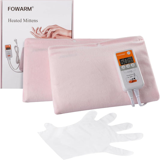 Electric Hand Warmer, Heated Beauty Mitts, 3-Temp Levels & Timer, Digital Display, 7x10 Heated Glove for Arthritis Hand Deep Moisturizing, Heating Pad for Hands, Spa & Home Use