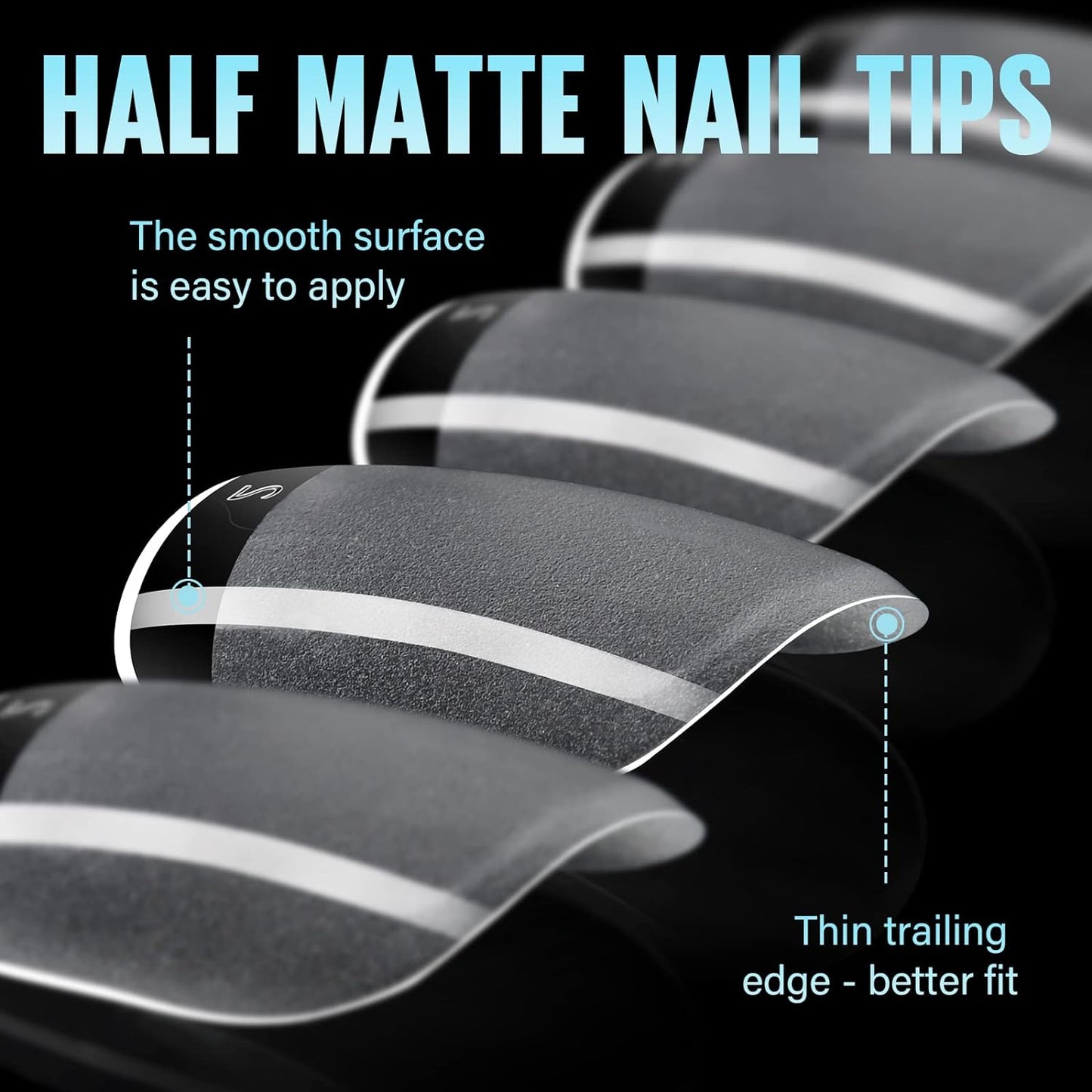 TOMICCA Short Nail Tips Extra Short Square Nail Tips, 192Pcs Fake Nails 12 Sizes Acrylic Clear Nails for Beginner and Professional DIY Gel Nails Salon