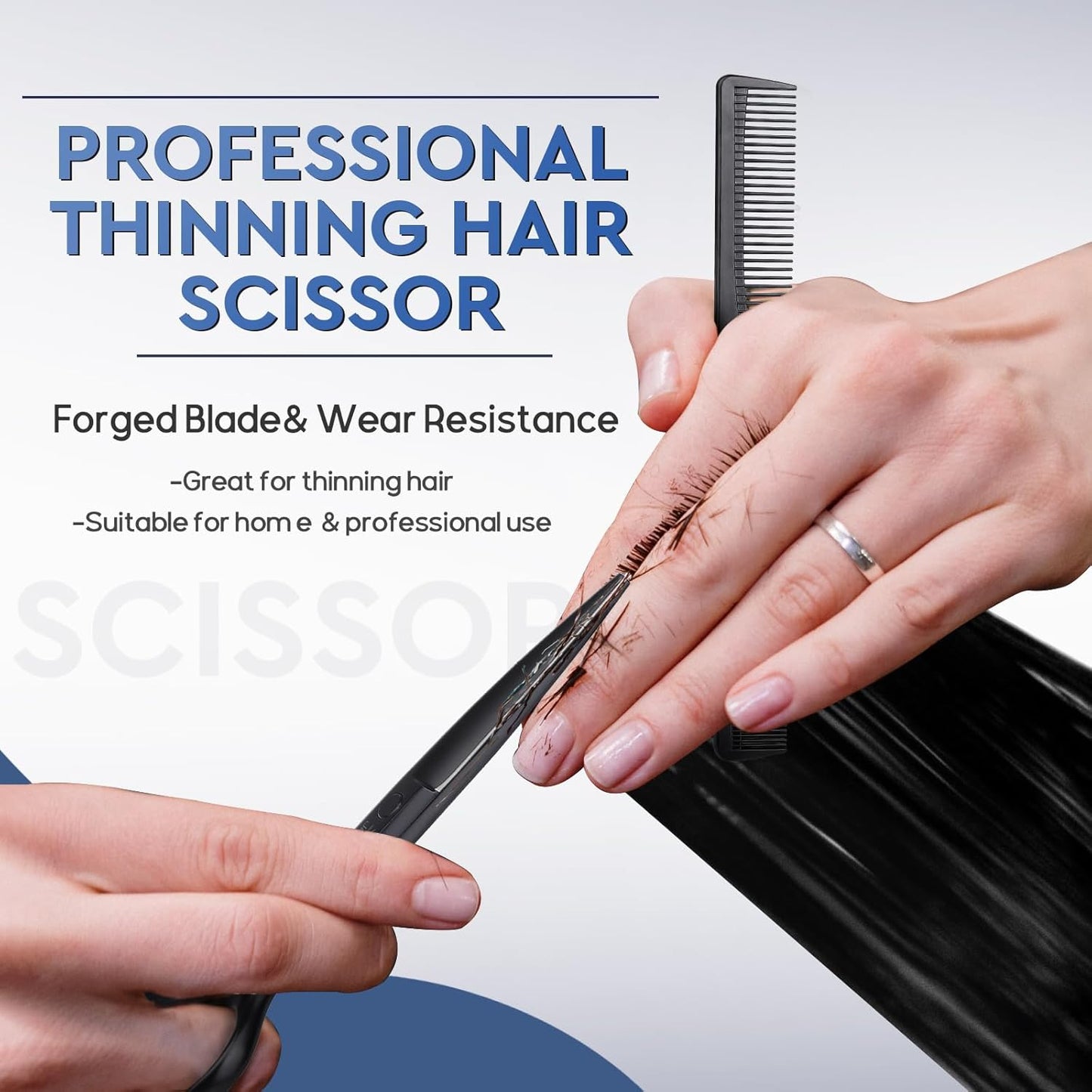 JASON Hair Cutting Scissors Set - Professional 10 PCS Haircut Scissors kit, Thinning Blender Scissors, Straight Shears with 30 Teeth for Men Women Home Salon Barber (6.5", Black)