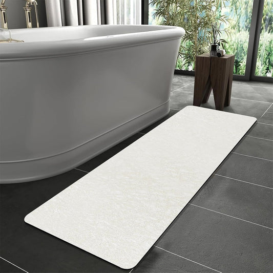 Diatomaceous Earth Bath mat Bathroom Rugs Super Absorbent Quick Dry Non Slip Bath Mat Thin Bathroom Floor Mats Fit Under Door-Shower Rug for in Front of Bathtub Shower, Beige, 23.6"x47.2"