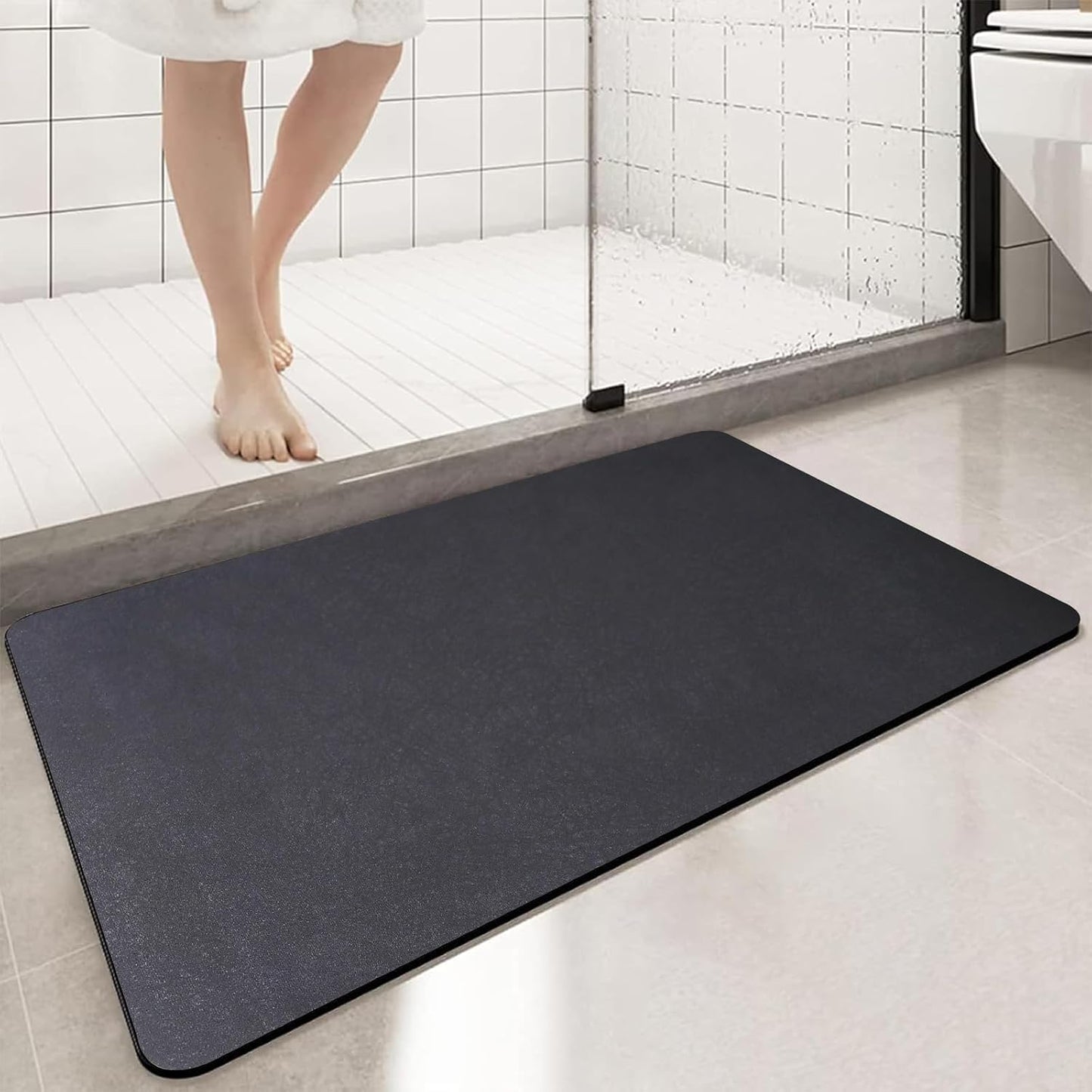 Diatomaceous Earth Bath mat Bathroom Rugs Super Absorbent Quick Dry Non Slip Bath Mat Thin Bathroom Floor Mats Fit Under Door-Shower Rug for in Front of Bathtub Shower, Dark Grey, 19.6"x31.5"