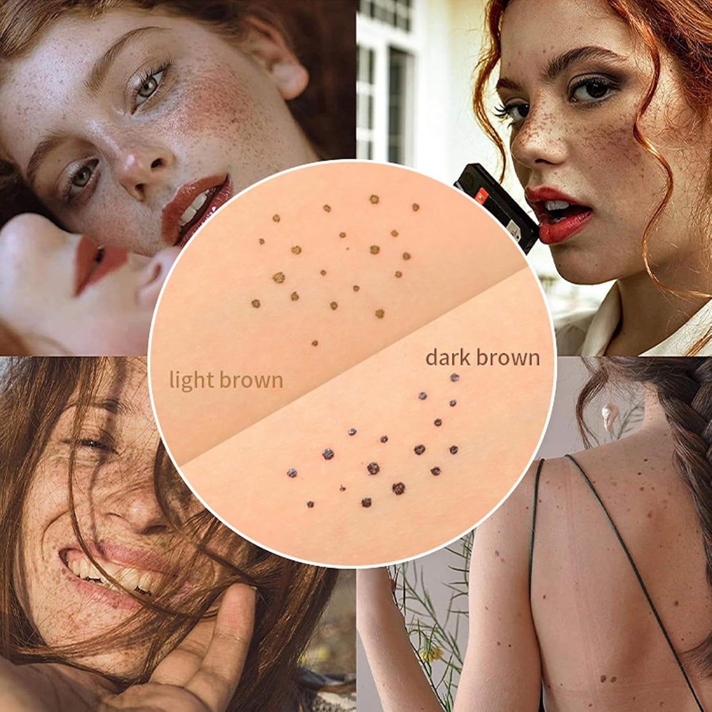 Erinde 2PCS Freckle Pen, Natural Lifelike Freckle Makeup Pen Magic Freckle Color, Waterproof Longlasting Soft Dot Sopt Pen for Natural Effortless Sunkissed Makeup, Dark Brown&Light Brown