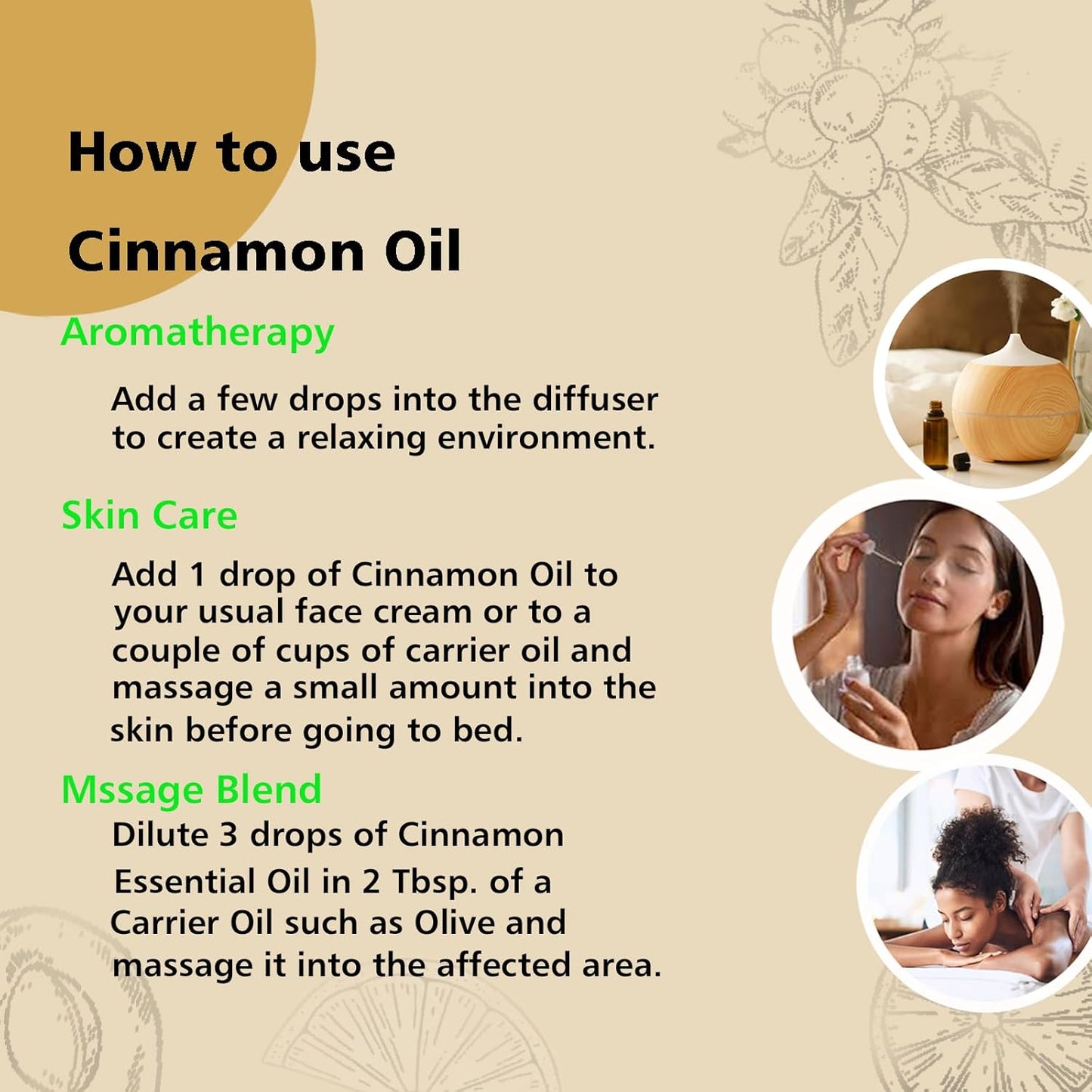 Cinnamon Essential Oil, 100% Pure Undiluted Cinnamon Oil for Diffuser, Massage - 100ml/3.38 oz