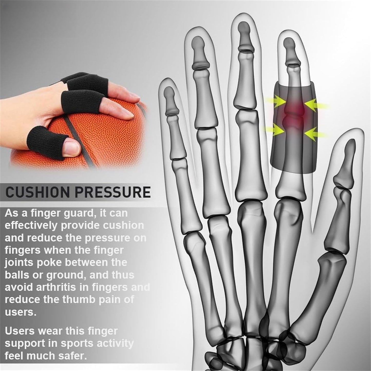 Finger Sleeves, Thumb Splint Brace for Finger Support, Breathable Elastic tape, Compression Pression Protector for Pain Relief (20, Color)