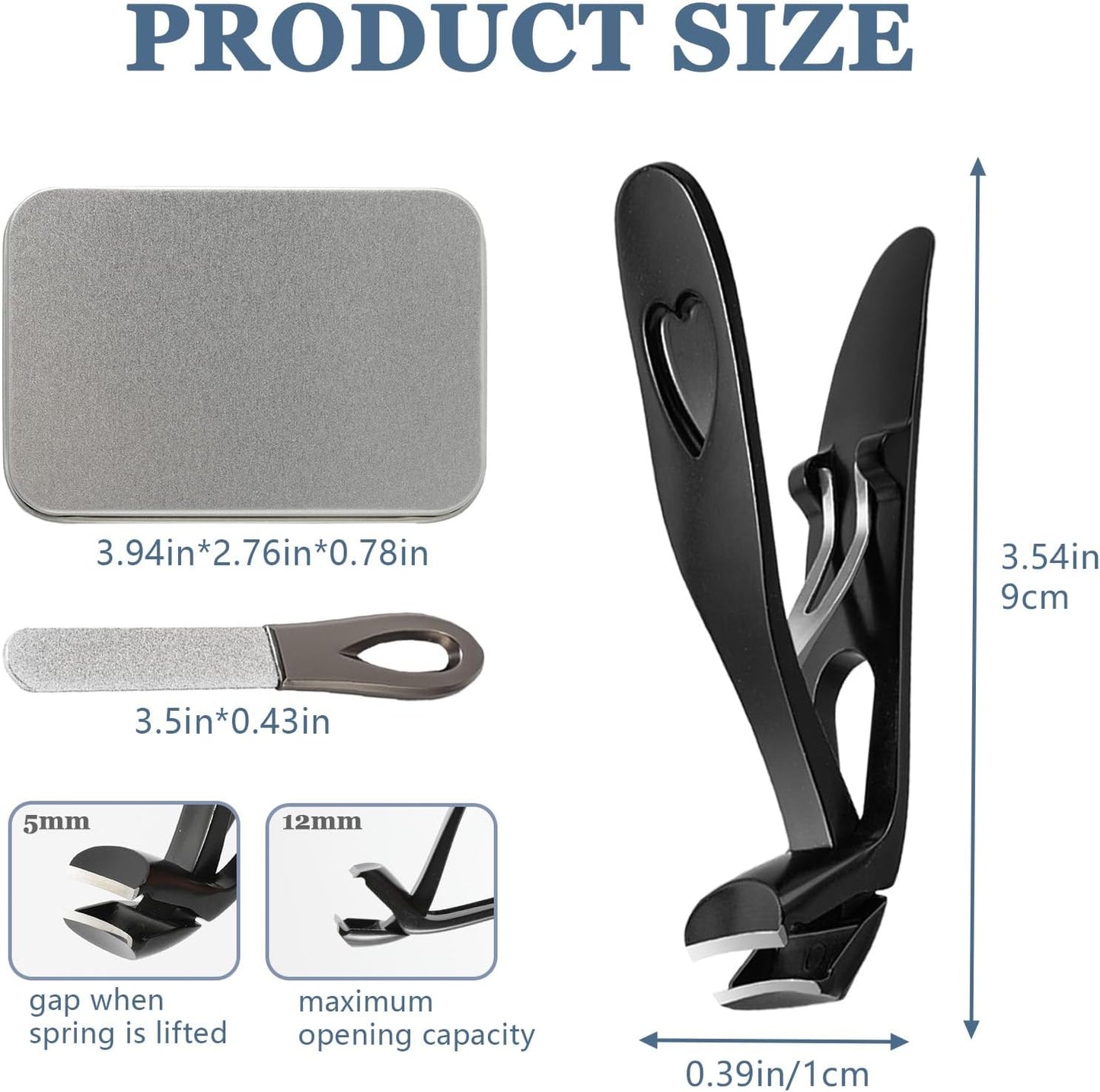 Toe Nail Clippers for Seniors, Toenail Clippers for Thick Toenails, Fingernail Clippers for Men, Nail Trimmer, Professional Nail Clippers, Ergonomic Angled Head Senior Toenail Clipper (Black)