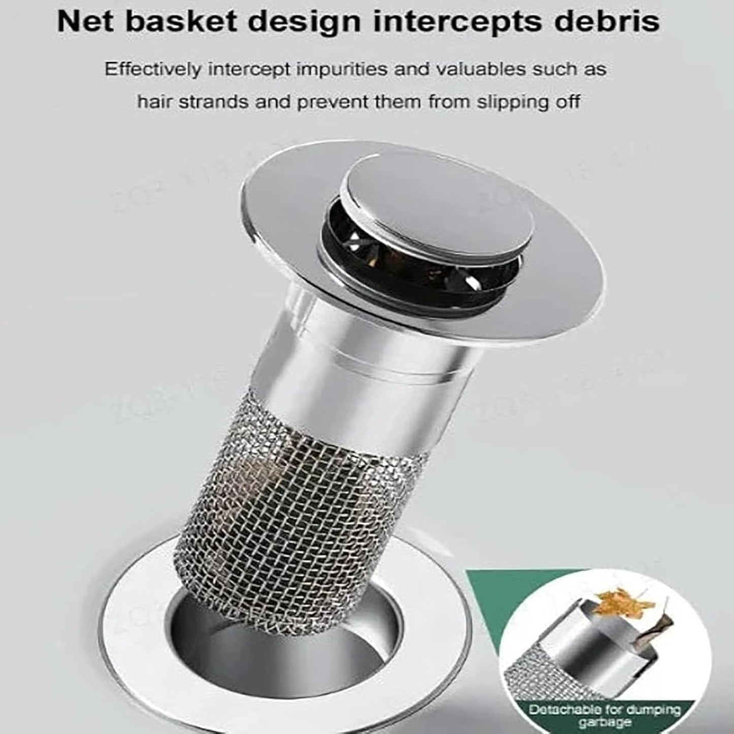 Conceptan Drain Stopper, Bathroom Sink Stopper Hair Catcher, Sink Plug Hair Trap, Bathtub Drain Stopper, Universal Pop up Stainless Steel Floor Drains Filter, Fits Bathroom, Laundry Sink Drains (2pcs)