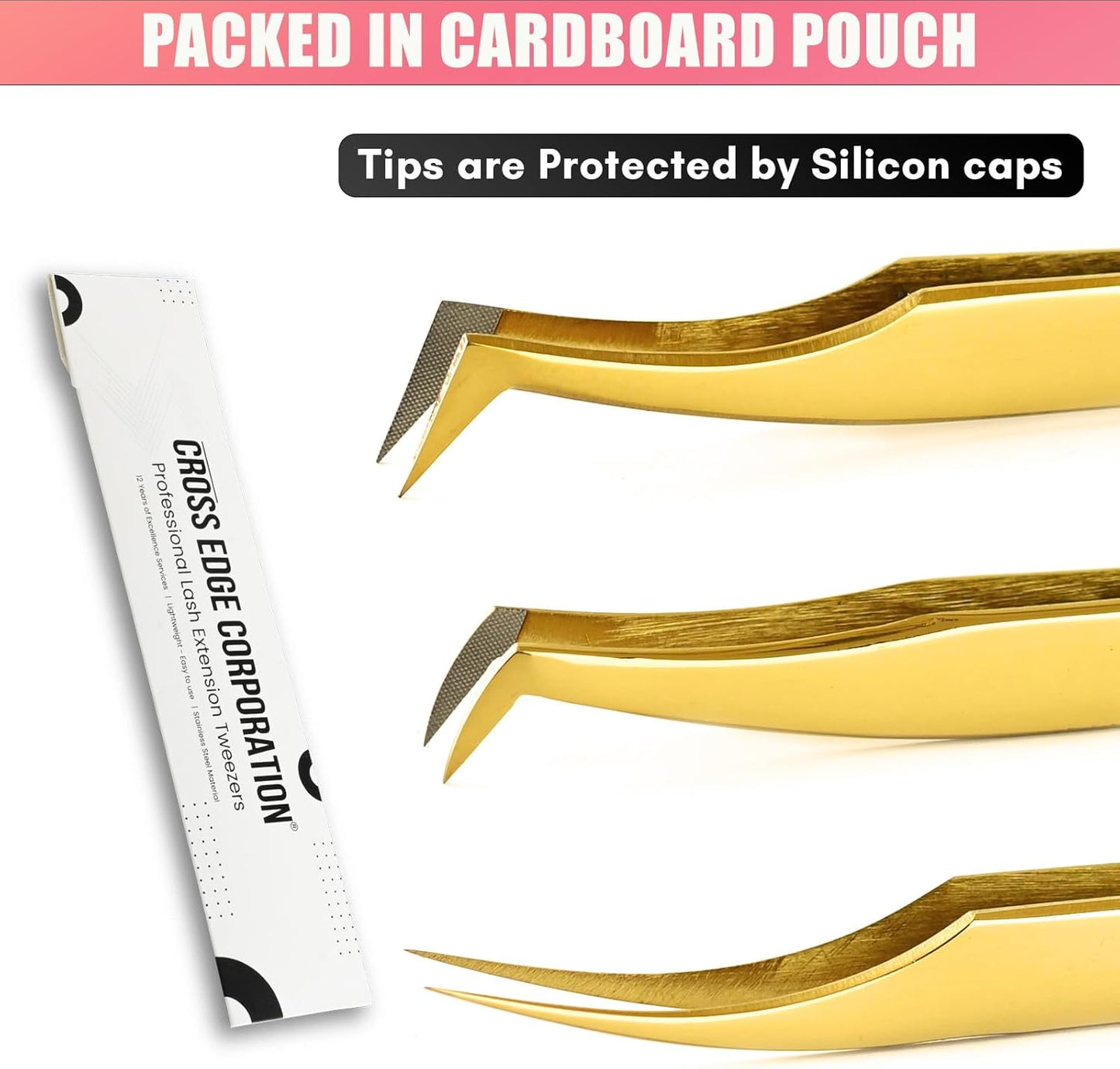 Fiber Tip Lash Tweezers for Lash Extensions, Precision Boot Volume Eyelash Extensions Tweezers Japanese Steel Curved Isolation Fiber Grip Tweezers pinzas para pestaas (3pcs)