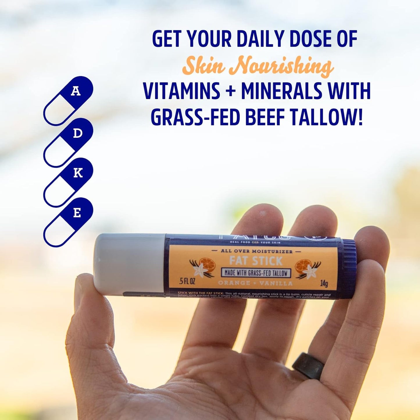 FATCO Fat Stick and All Purpose Moisturizing Stick for Dry Areas on your Face, Lips, and Body (Orange + Vanilla, 2-Pack)