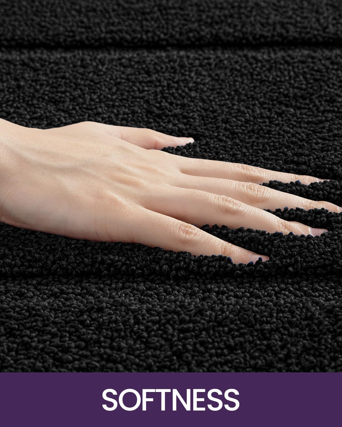 DEXI Bathroom Rugs 24x16, Washable Non Slip Bath Mat for Shower Floor, Absorbent Quick Dry Bathmat with Rubber Backing, Ultra Soft Plush Carpet for Tub, Black