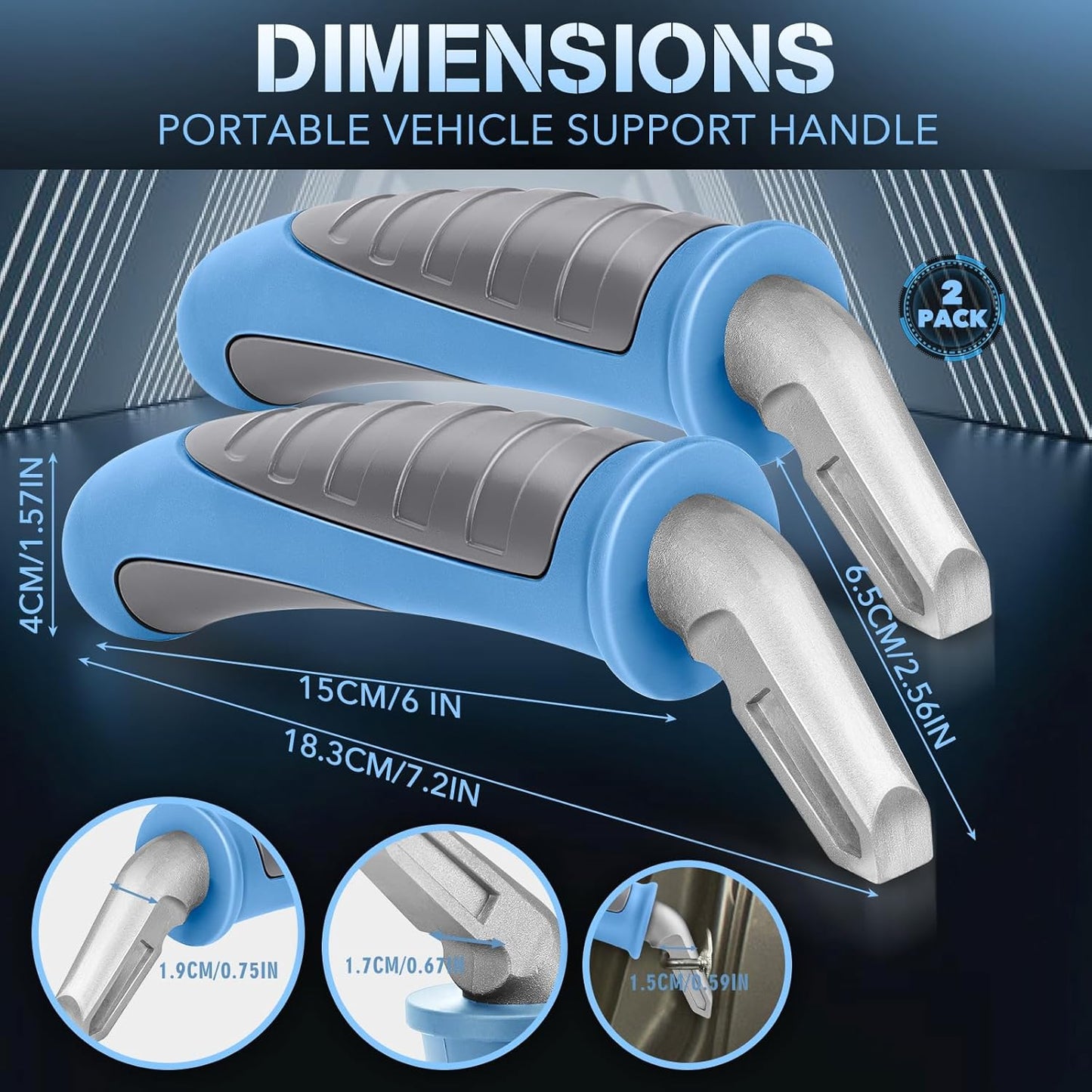 Car Door Handle for Elderly Car Handle Assist Support, Portable Auto Grab Handles for Handicap Seniors, Light Blue and Grey 2 Pcs