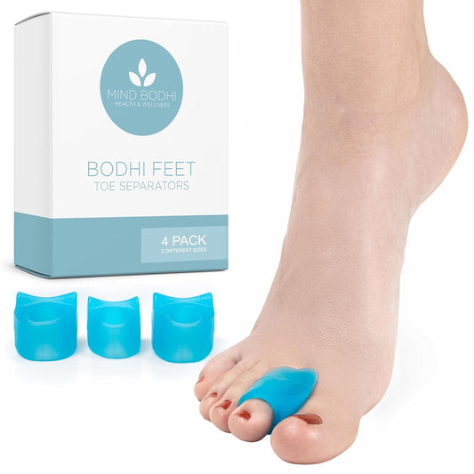 Mind Bodhi Single-Loop Toe Separators 4-Pack: Correcting Bunions and Restoring Toes to Their Original Shape - For Men and Women - Toe Spacers Bunion Corrector - Blue