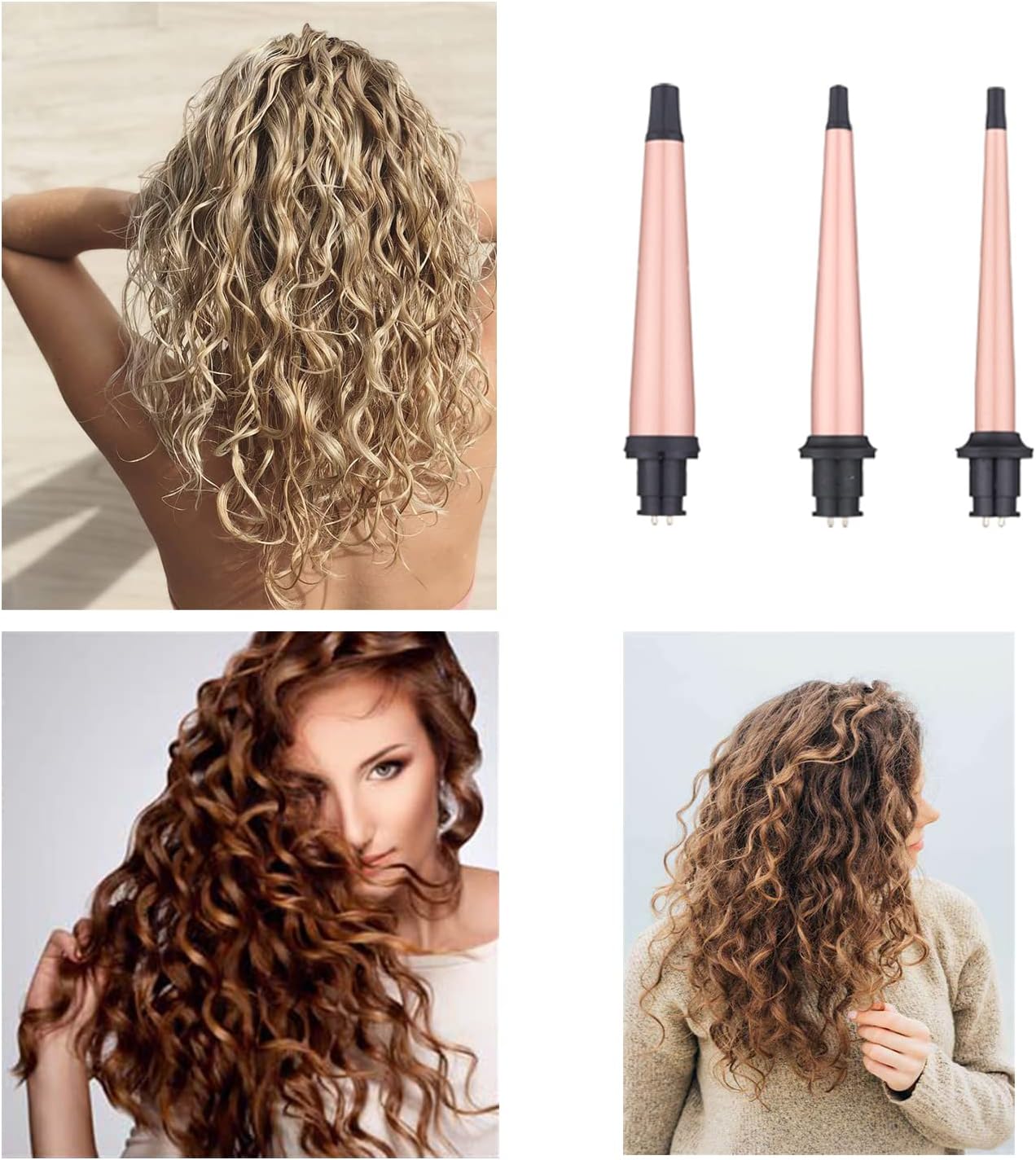 Curling Iron Wand Set, Curling Wand 3 in 1 Hair Curling Wands Interchangeable Ceramic 0.35-1.25inch Barrel Hair Curler, with Heat Resistant Glove