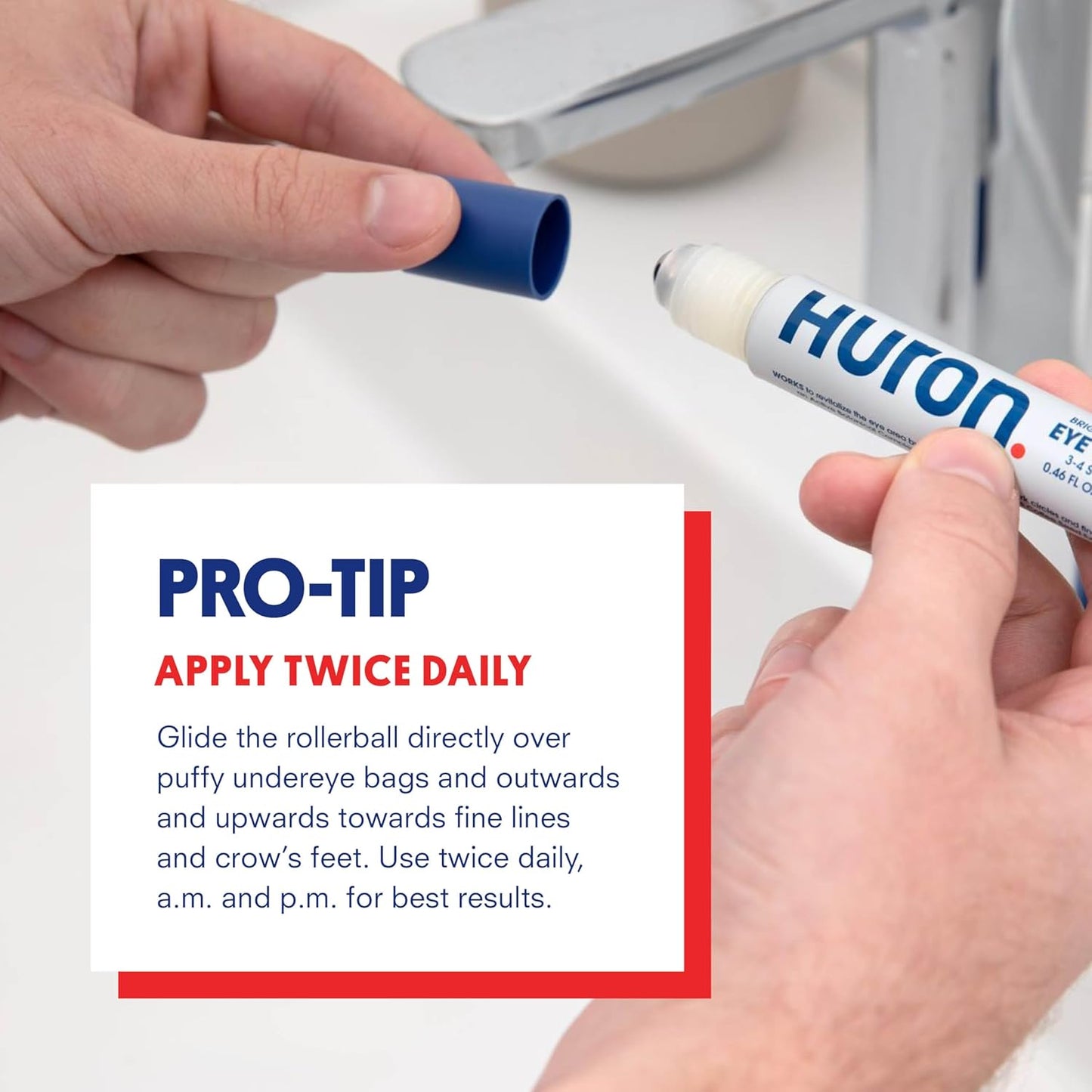 Huron Eye Serum - Men’s Eye Roller - Helps Alleviate Dark Circles, Fine Lines and Puffiness - Contains Niacinamide & Caffeine - Apply Twice a Day