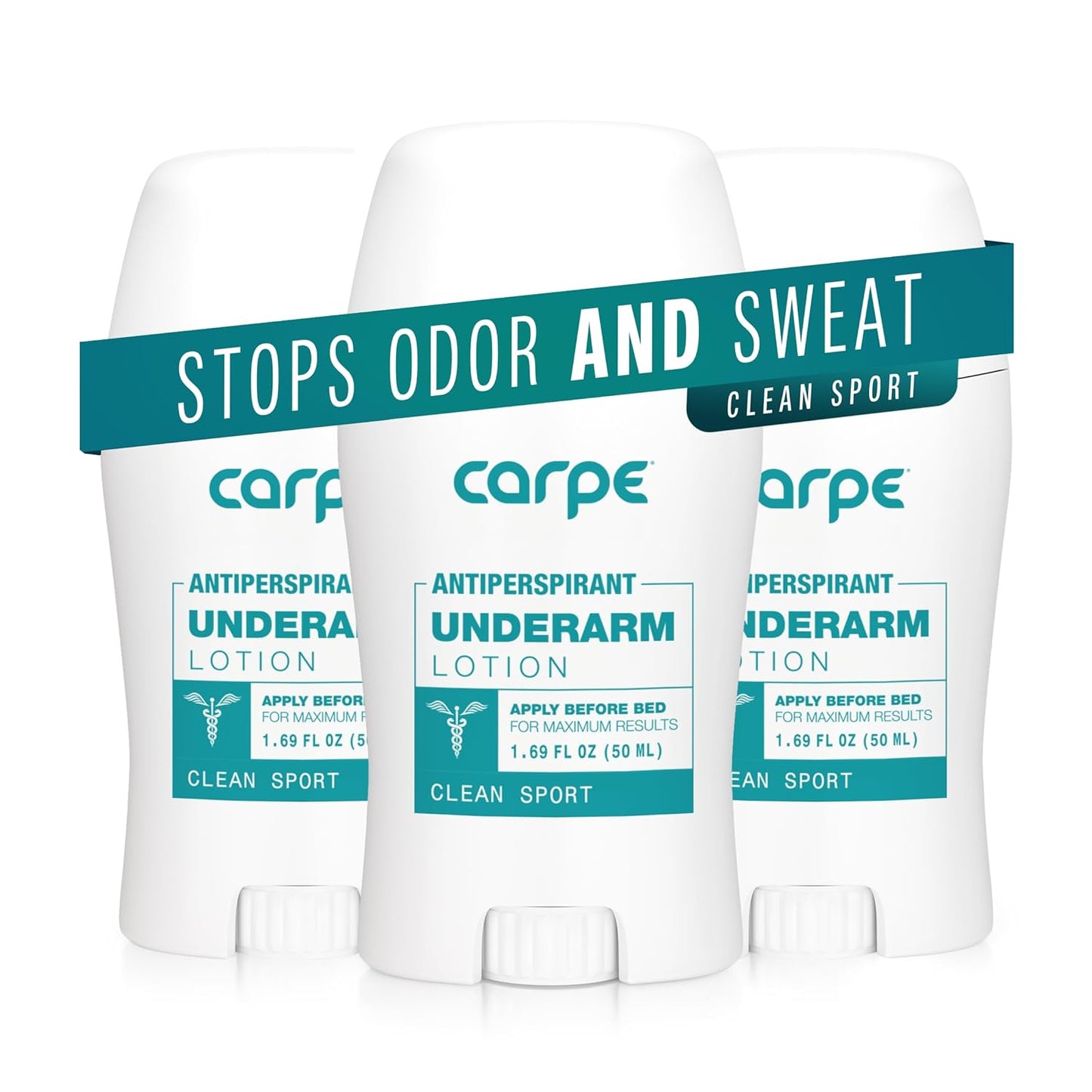 Carpe Deodorant Underarm Antiperspirant - Advanced Sweat & Odor Protection Formula - Sport Deodorant for Men & Women - Combat Excessive Sweating with Odor Control - Clean Sport Scent (Pack of 3)