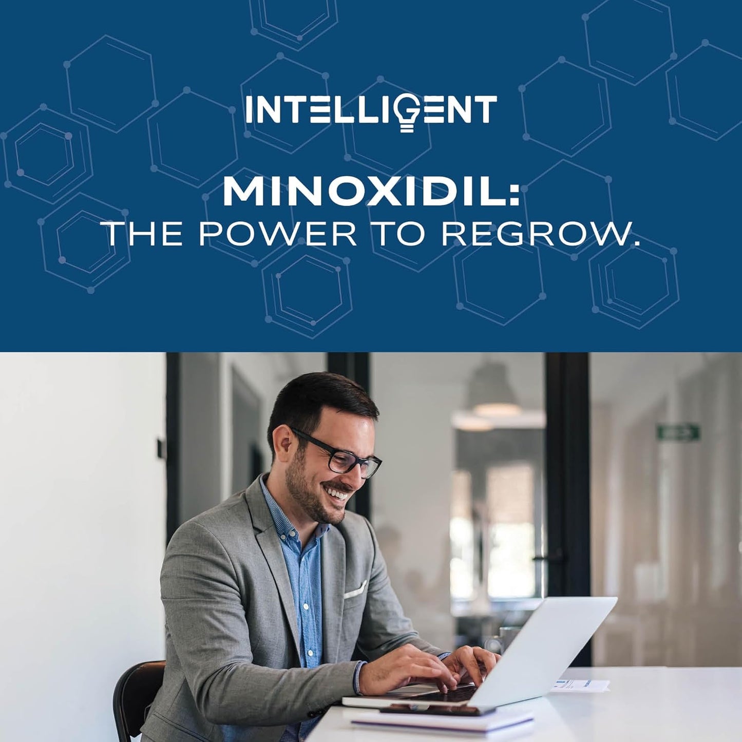 Intelligent Minoxidil | Fast-Drying, No-Grease | Extra Strength 5% Topical Hair Regrowth Treatment For Men | 2 fl oz (60 ml)