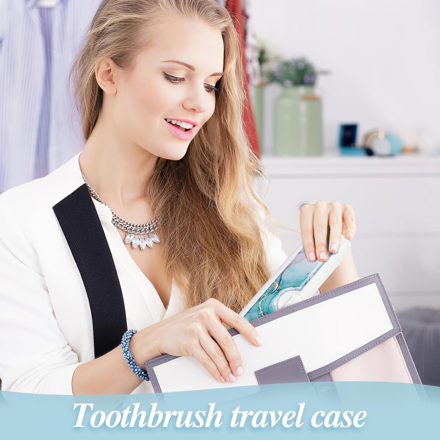2 Pcs Toothbrush Travel Case - Colorful Pattern, Holder and Covers for Toothbrushes, Includes Tongue Scraper Case