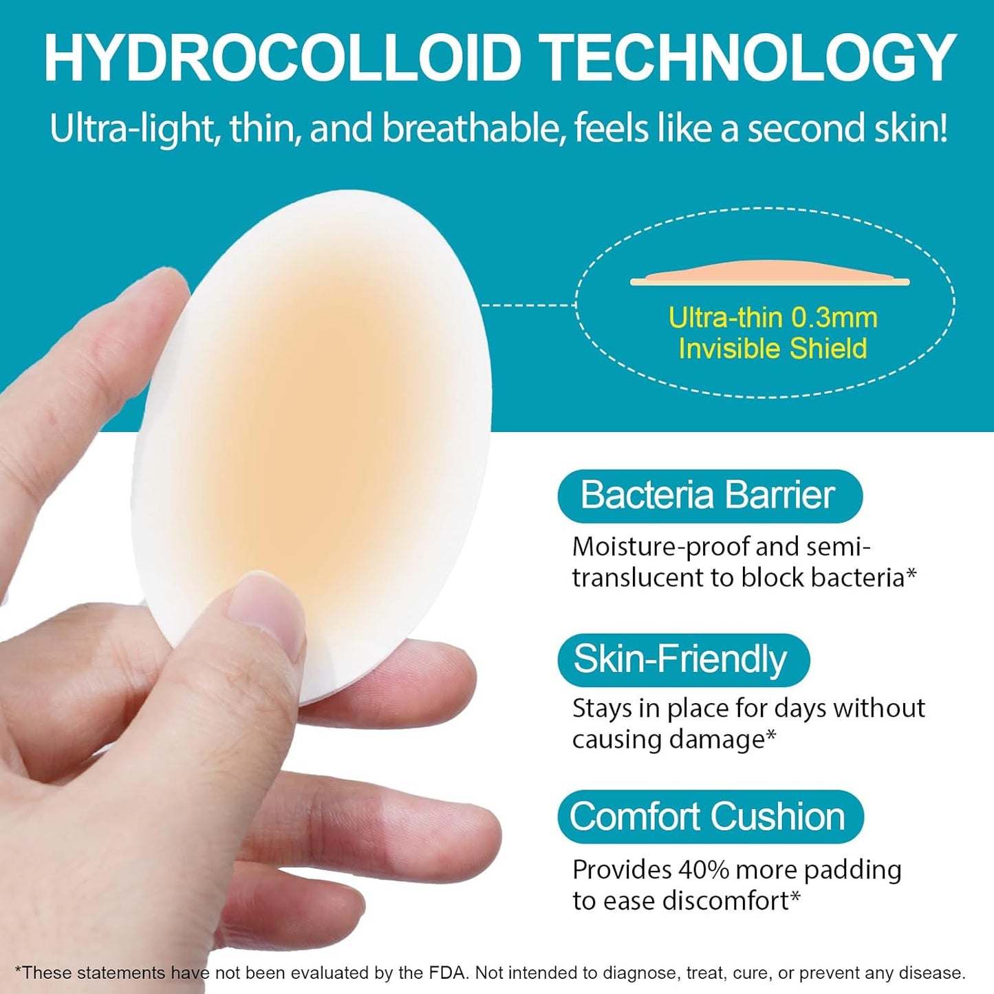 Hydrocolloid Gel Blister Bandages -30ct Waterproof Adhesive Blisters Bandages - Blister Pads for Heel, Foot, Toe, Feet - Gel Blister Chshions for Prevention & Recovery, Variety Pack