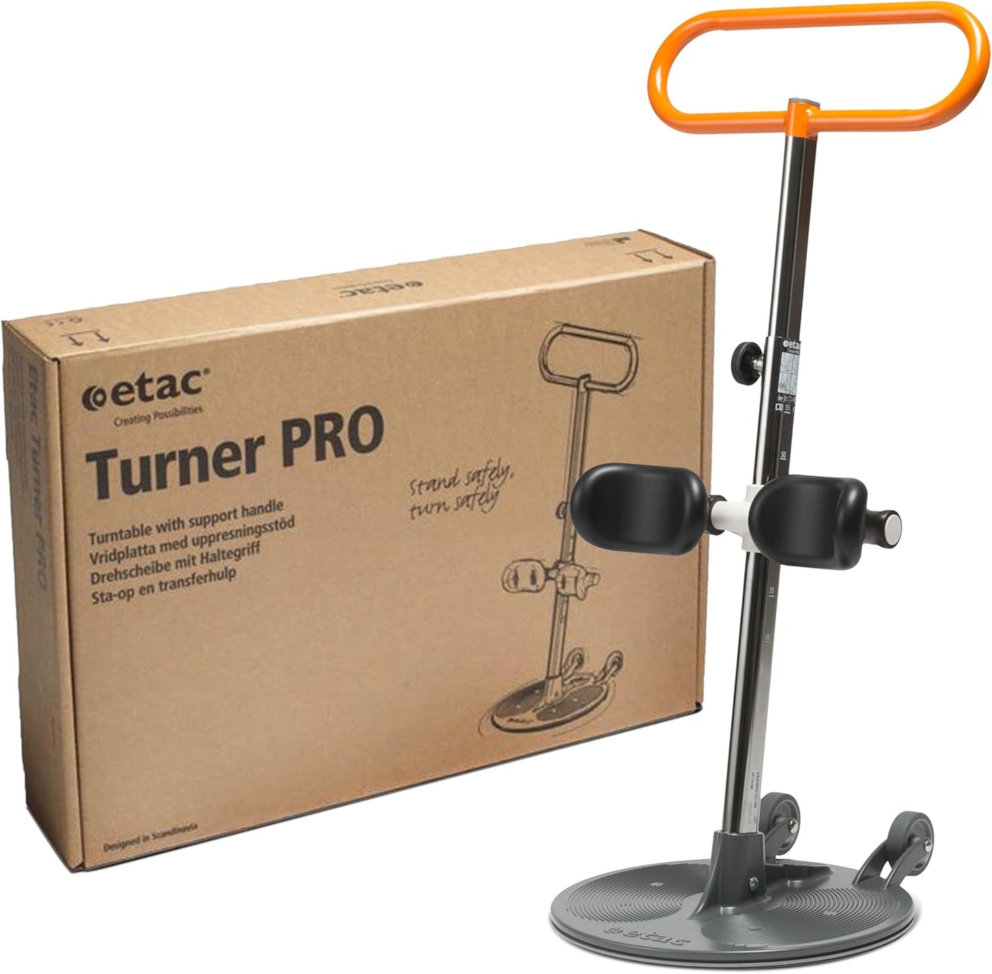 Etac Turner PRO Patient Transfer Aid - Sit to Stand Lift for Elderly with High Safe Working Load (440 lbs) - Patient Lift and Mobility Assist for Safer Transfers with Platform Disc & Anti-Slip Bottom