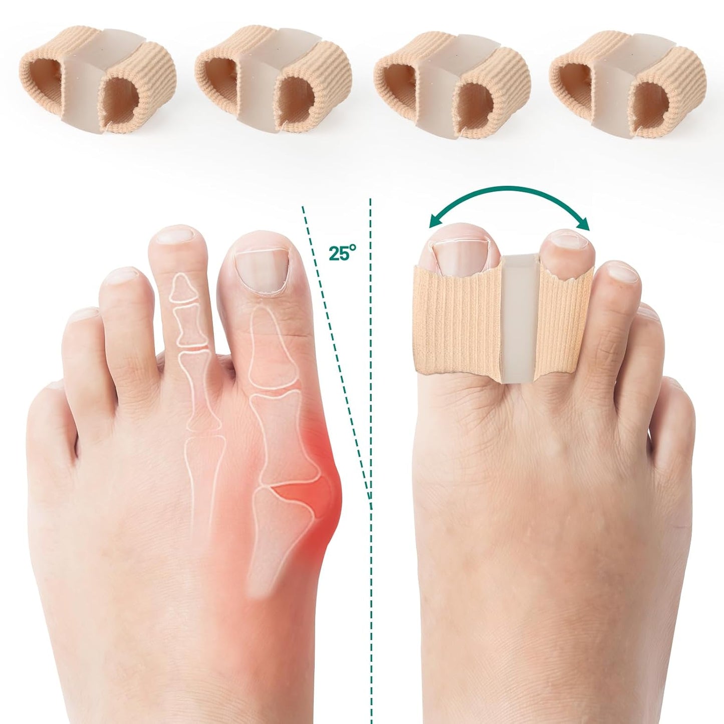 Bunion Corrector for Women Big Toe, Silicone Toe Separators for Women, Spacers Bunion Correctors for Overlapping Toes, Hammer Toes Straightener Alignment Relieve Foot Pain