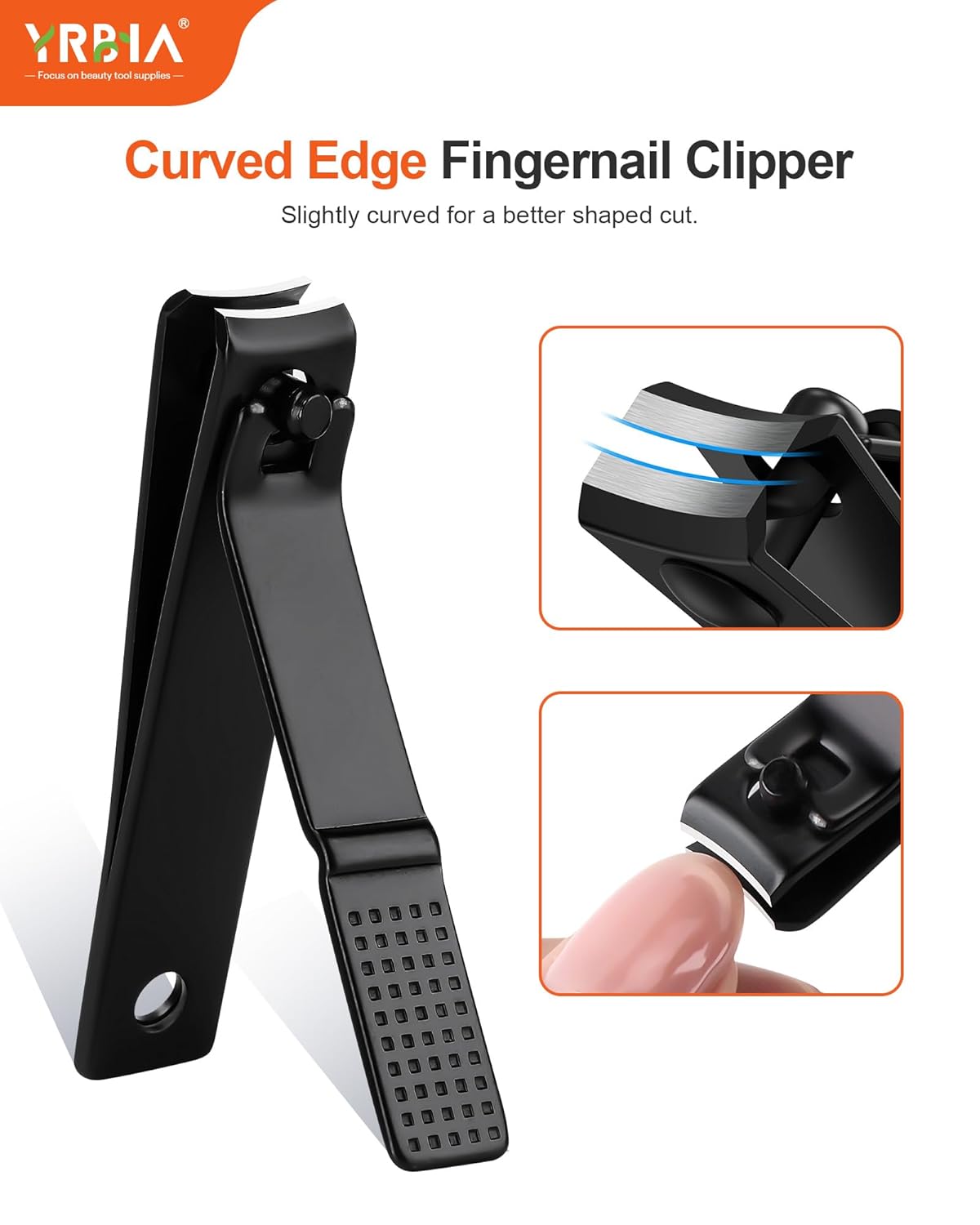 Nail Clippers with Glass Nail File, YRBIA 4 Piece Ultra Sharp Nail Clipper Set, Professional Fingernail & Toenail Clippers Nail Cutter for Men and Women (Black)