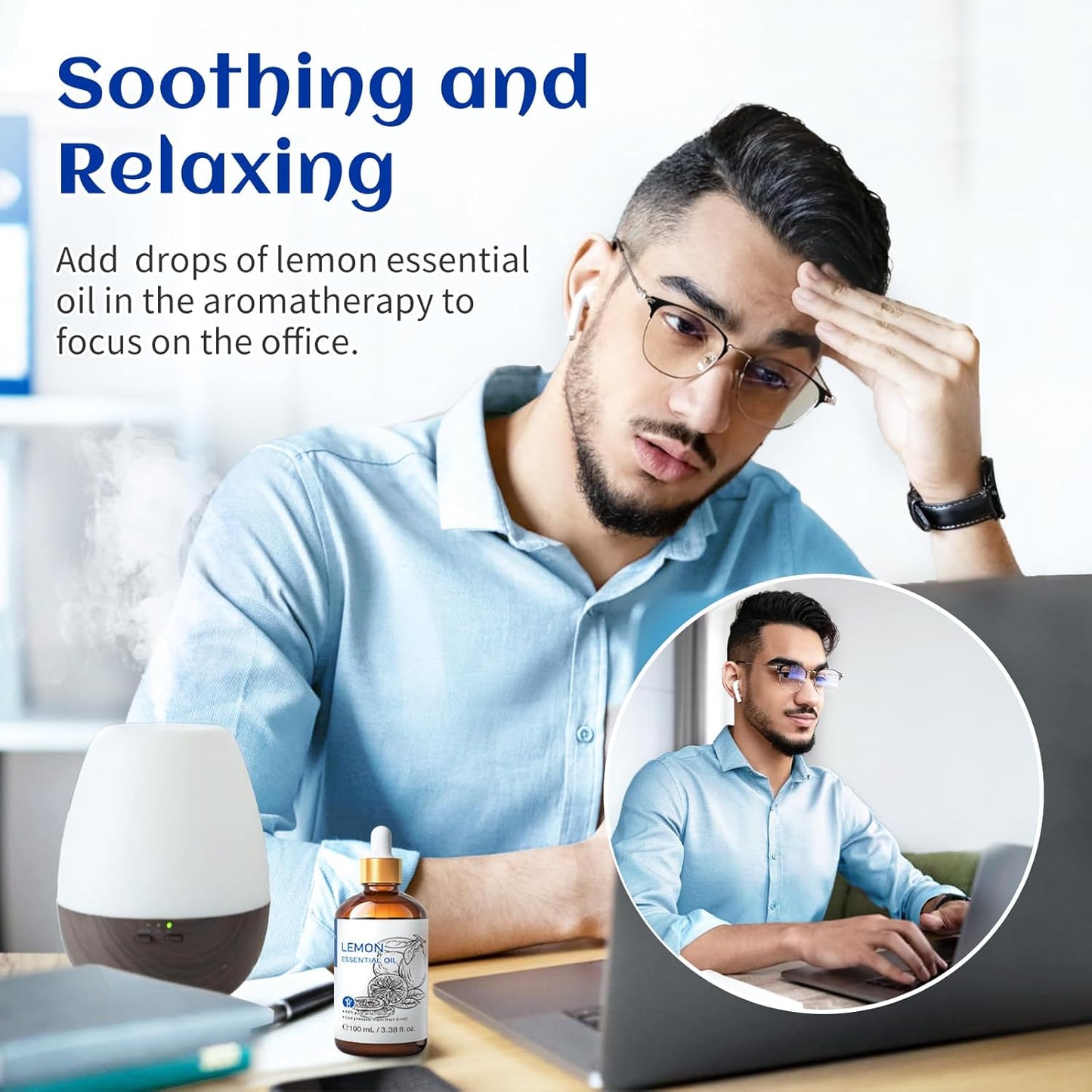 HIQILI Lemon Essential Oil, Household Cleaning, Air Purification, Skin Care, Can be Added to Cleansers, Sprays, Body Lotions Use - 3.38 Fl Oz/100ML