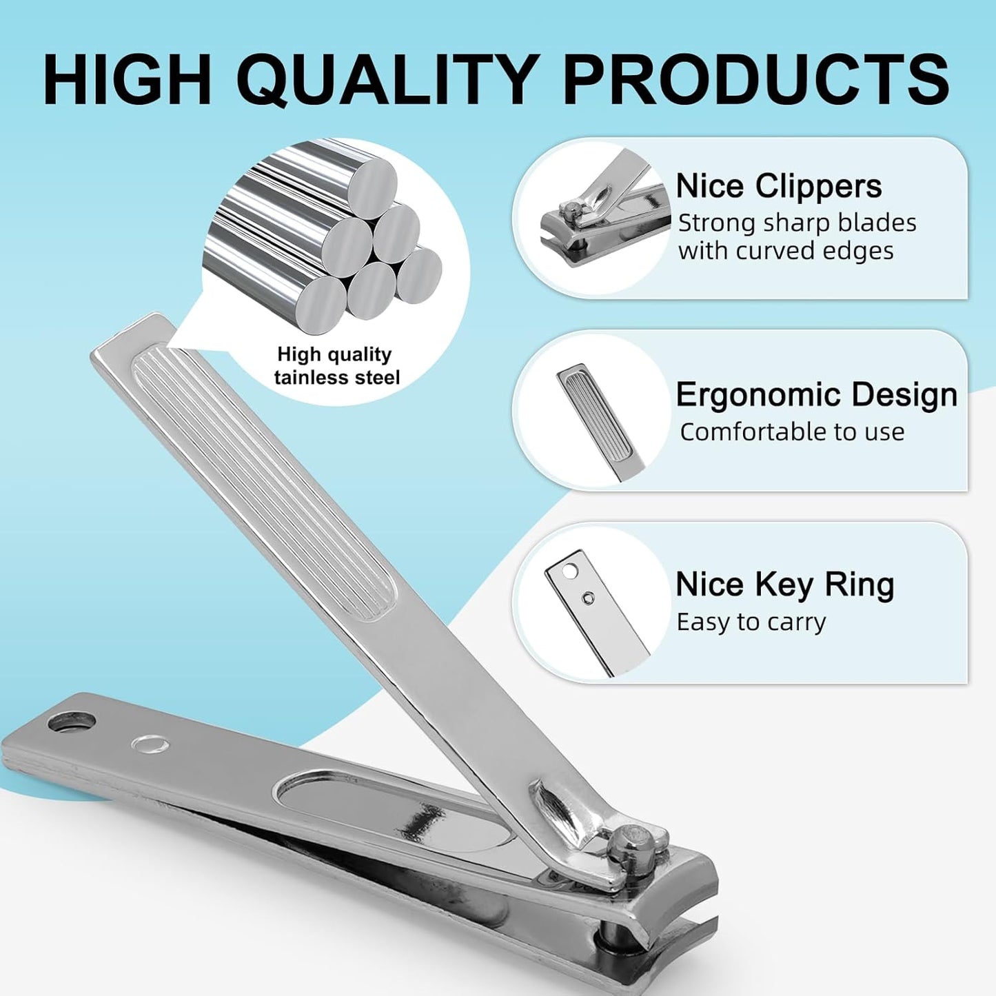 Premium Stainless Steel Nail Clippers Set - Travel Grooming Kit, 10pc Manicure/Pedicure Tools with PU Case - Gift Ideas(C-Black)