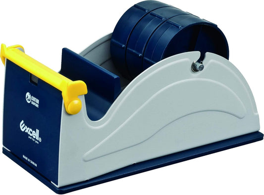 GGR Supplies ET-13370 Blue/Grey Premium Multi-Roll Steel Desk Top Tape Dispenser: 3 in. Wide (3 in. core). Manufactured by Excell